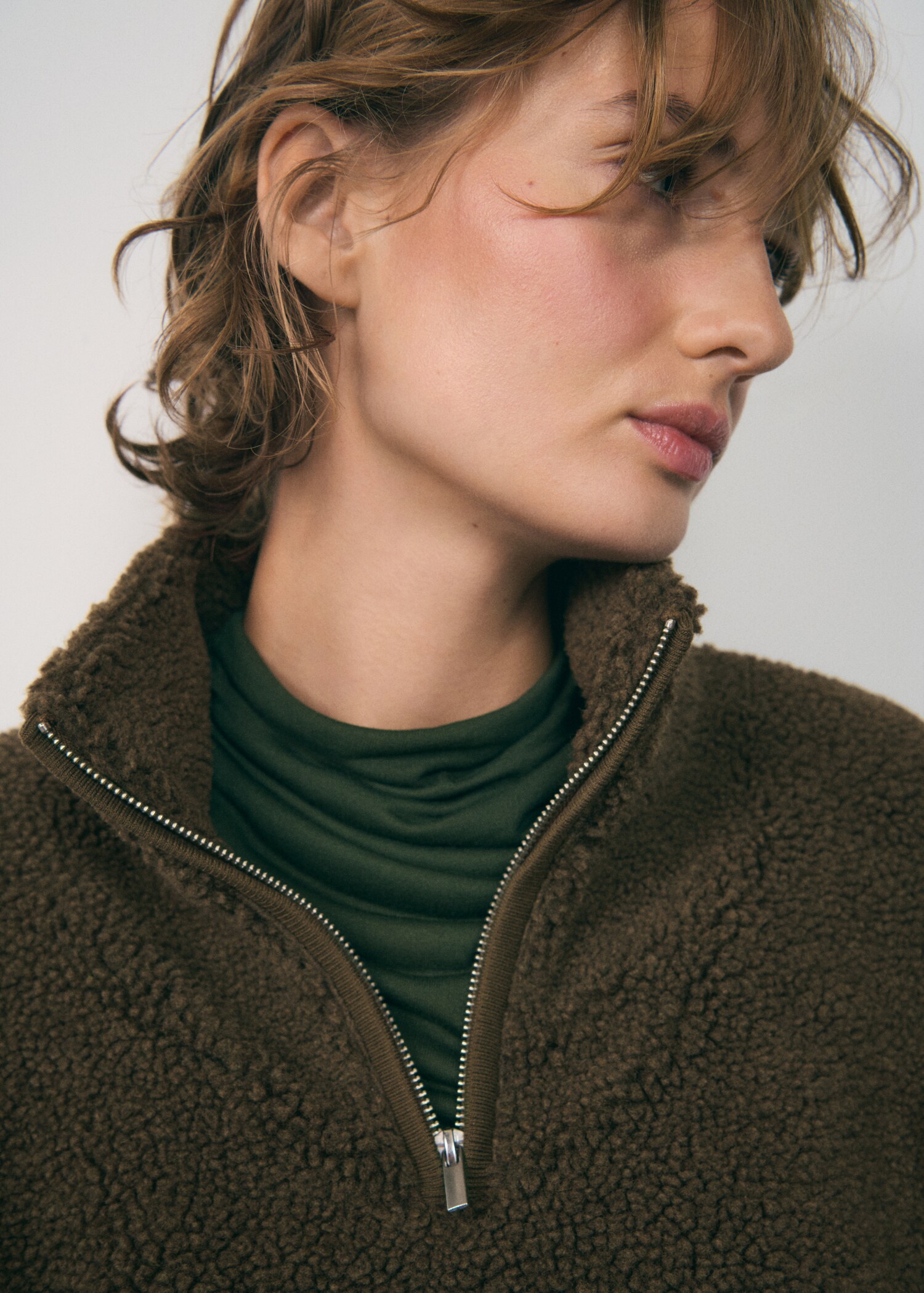 Sweat-shirt effet moutonné fermeture Éclair - Détail de l'article 1