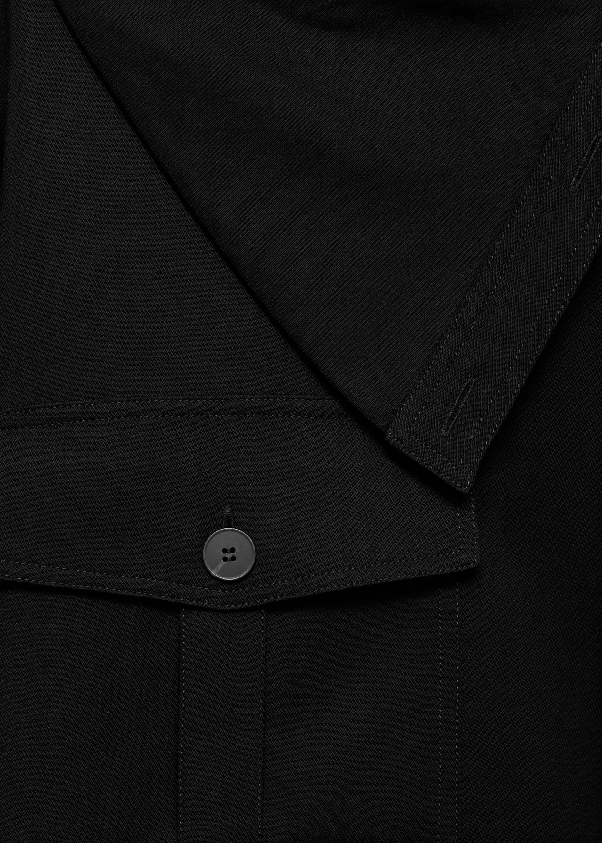 Lyocell shirt with asymmetrical collar - Details of the article 8, Black. Ref: 77037939-00.