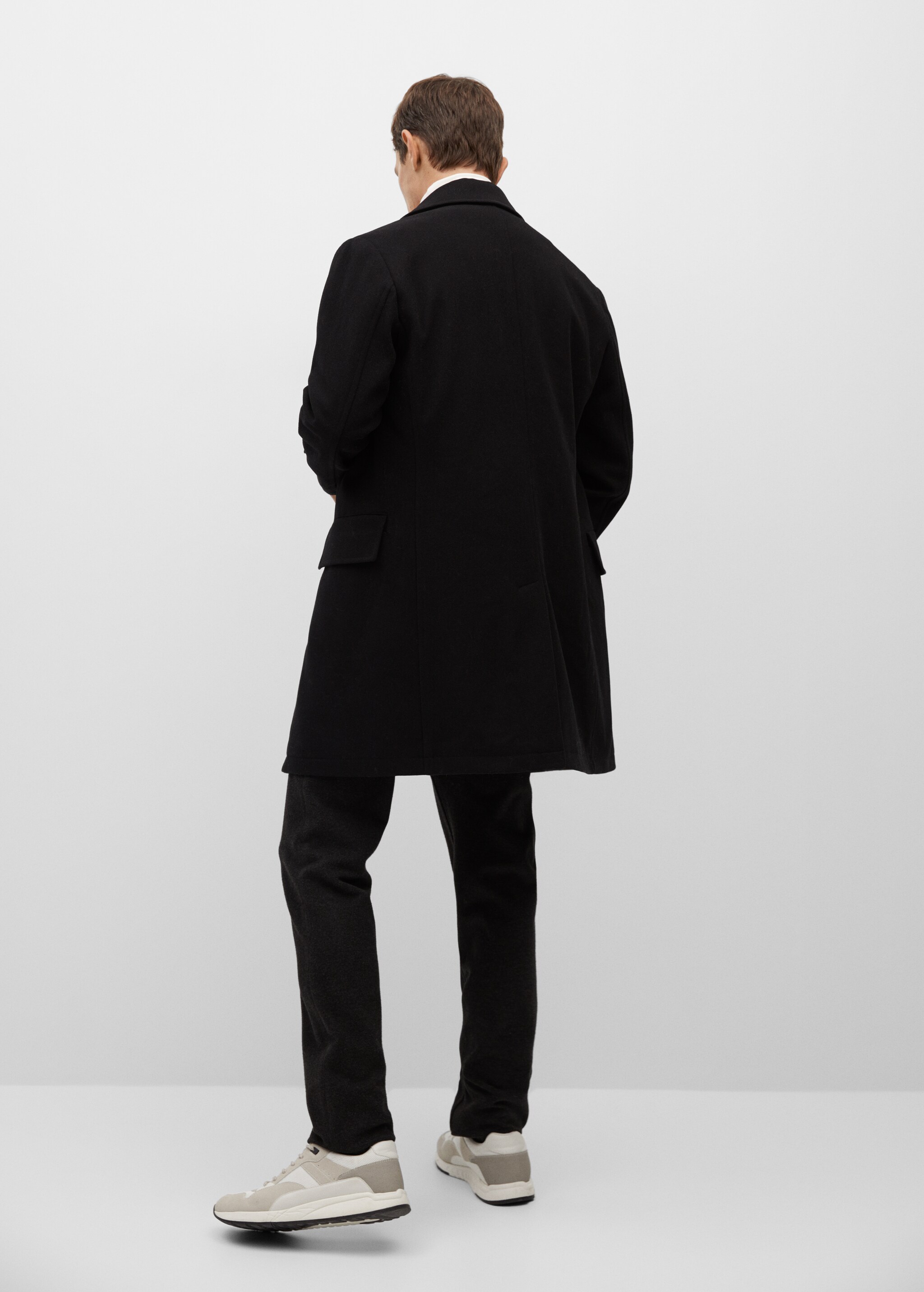Long recycled wool coat - Reverse of the article