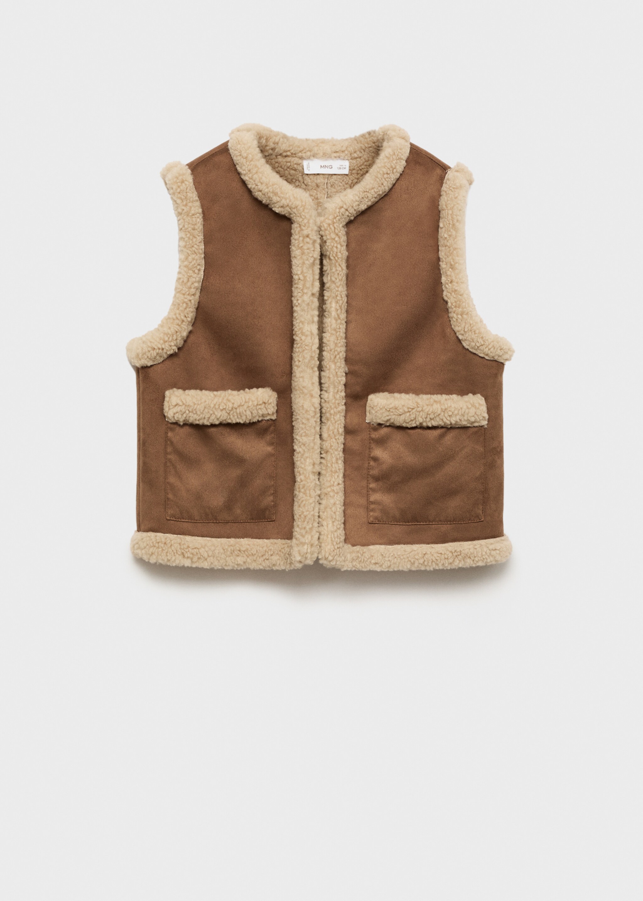 Shearling-effect gilet - Article without model, Medium Brown. Ref: 77038264-00.