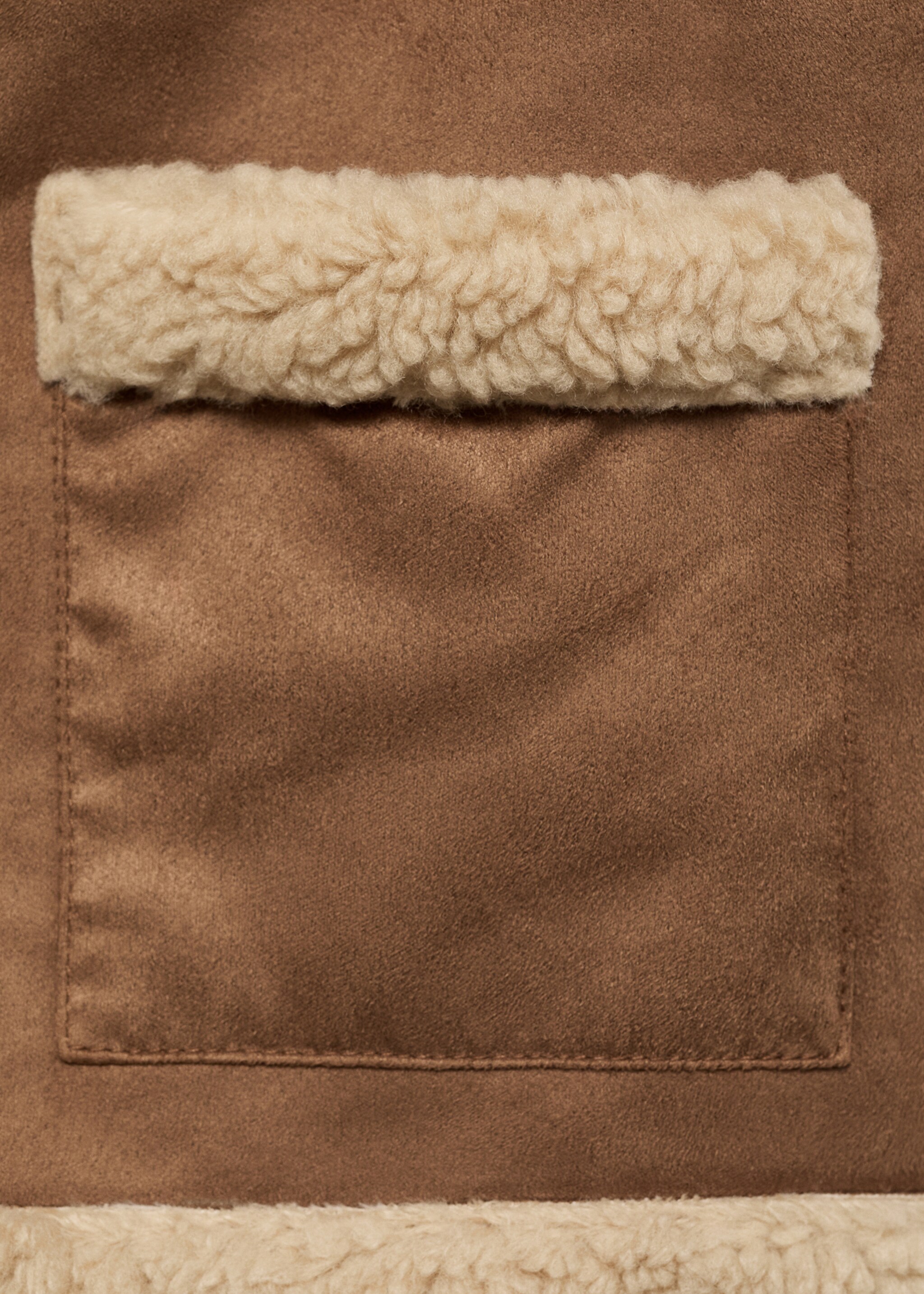 Shearling-effect gilet - Details of the article 0, Medium Brown. Ref: 77038264-00.