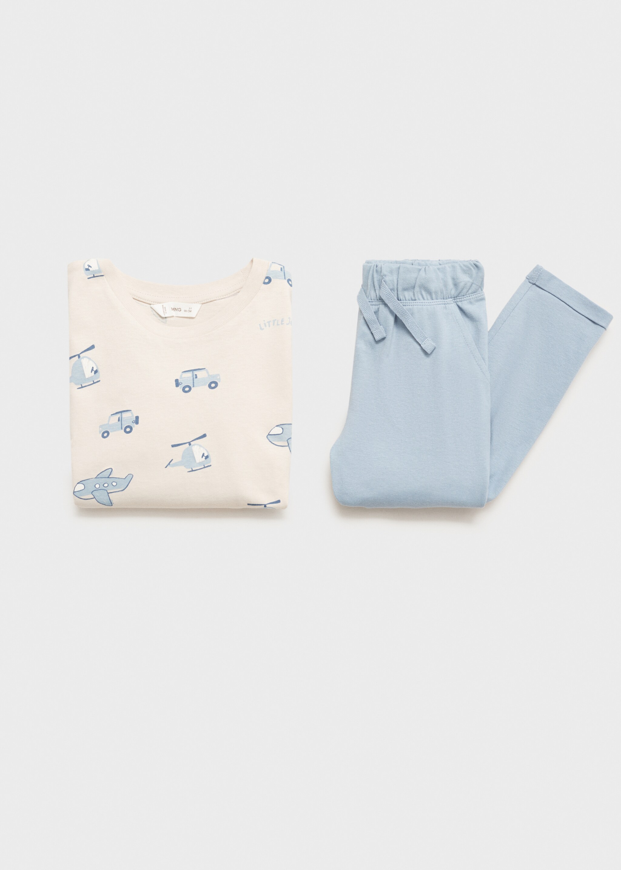 Printed long pyjamas - Details of the article 8, Sand. Ref: 77038265-00.