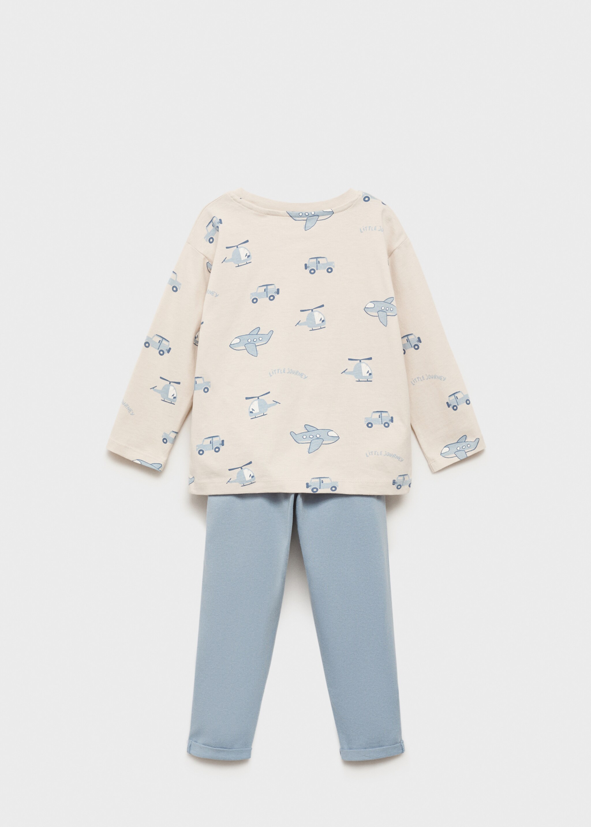 Printed long pyjamas - Reverse of the article, Sand. Ref: 77038265-00.