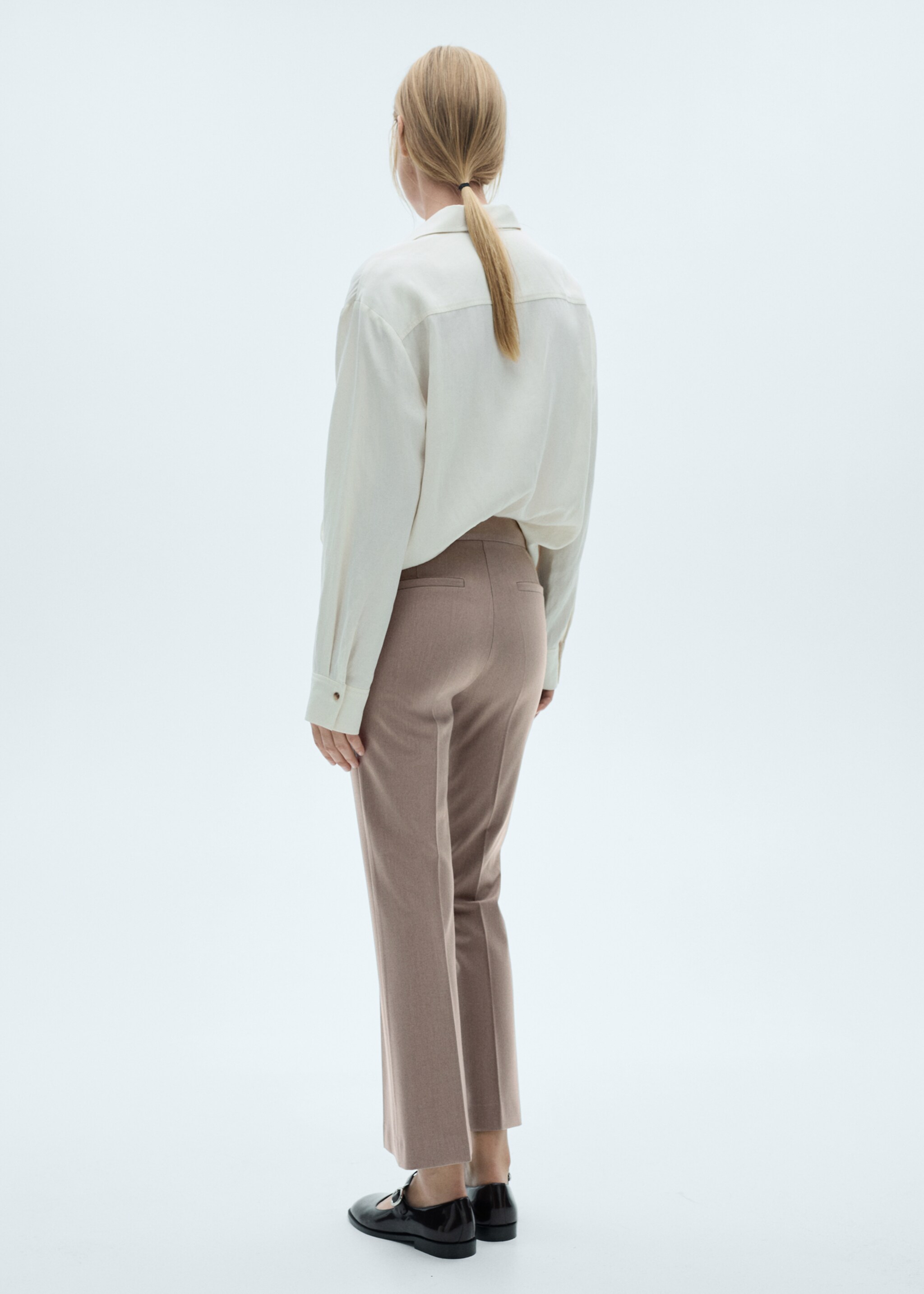 Flared flowing trousers - Reverse of the article, Medium Brown. Ref: 77038266-00.