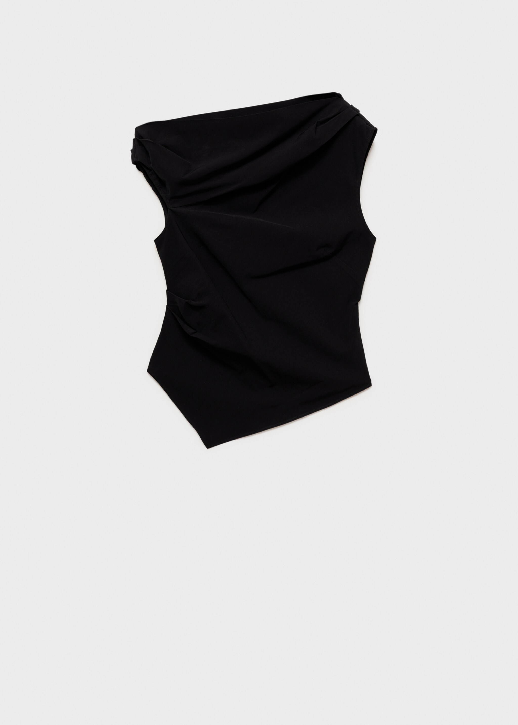 Asymmetrisches Top mit Drapierung - Artikel ohne Model, Schwarz. Ref: 77038268-00.