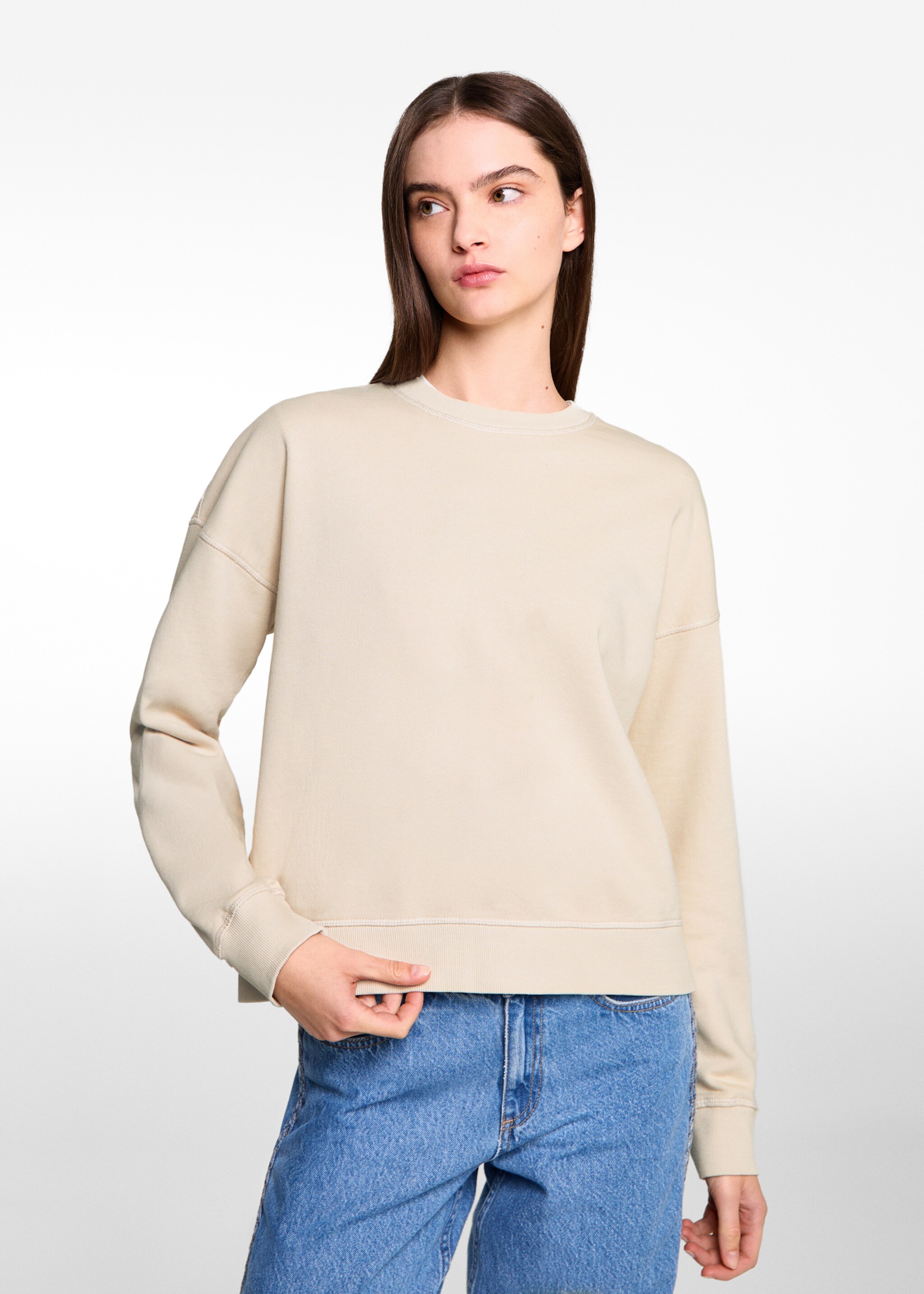 Cotton sweatshirt - Medium plane, Ecru. Ref: 77038273-00.