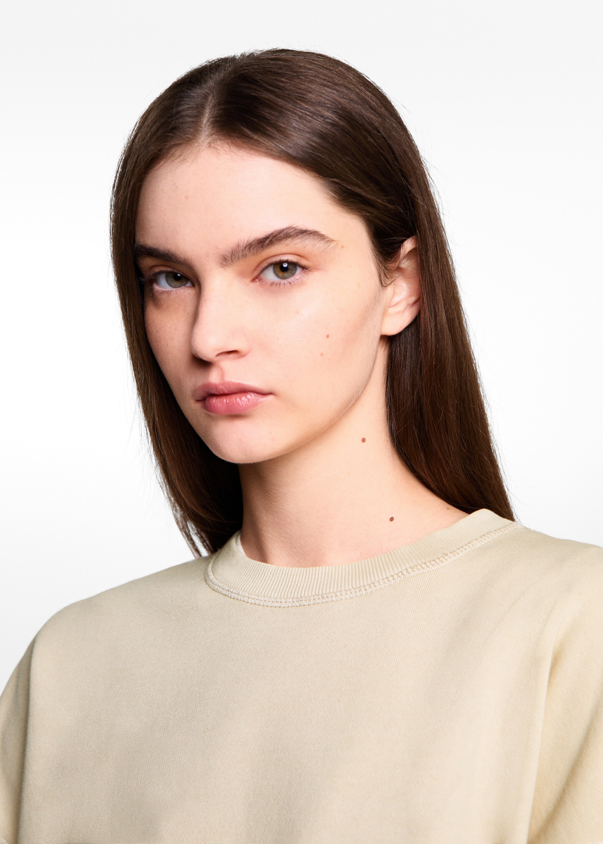 Cotton sweatshirt - Details of the article 1, Ecru. Ref: 77038273-00.