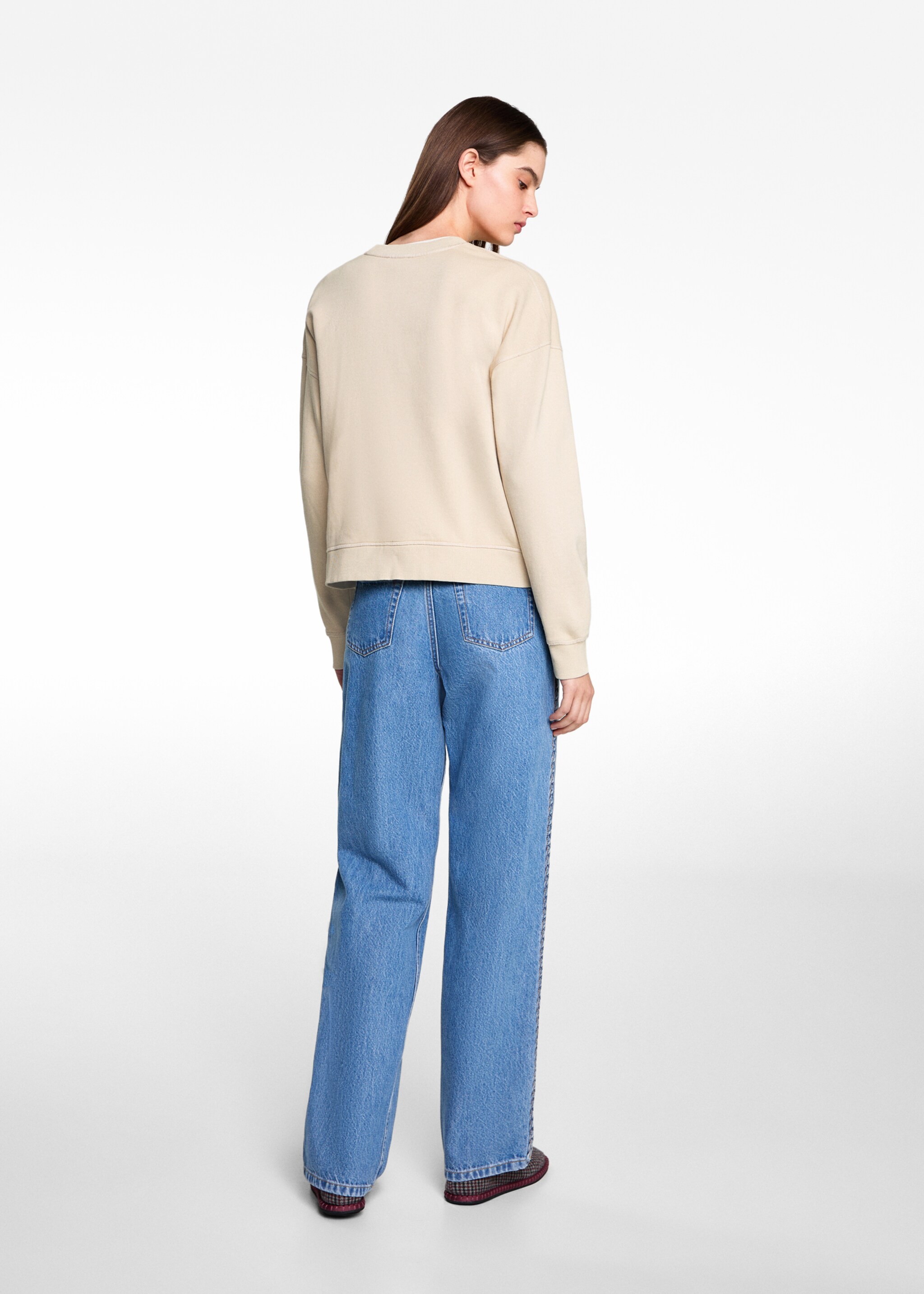 Cotton sweatshirt - Reverse of the article, Ecru. Ref: 77038273-00.
