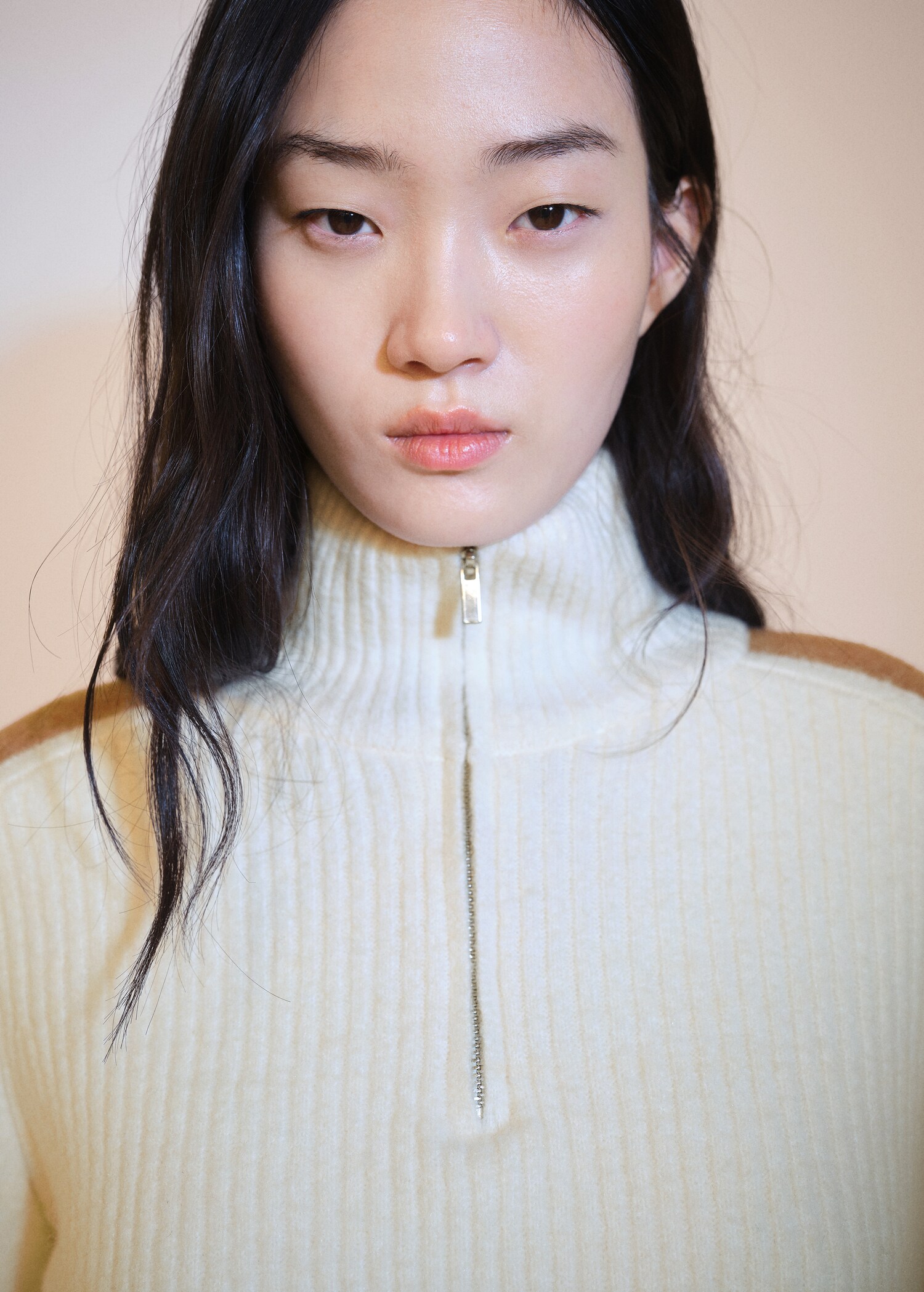 Striped sweater with zip - Details of the article 1