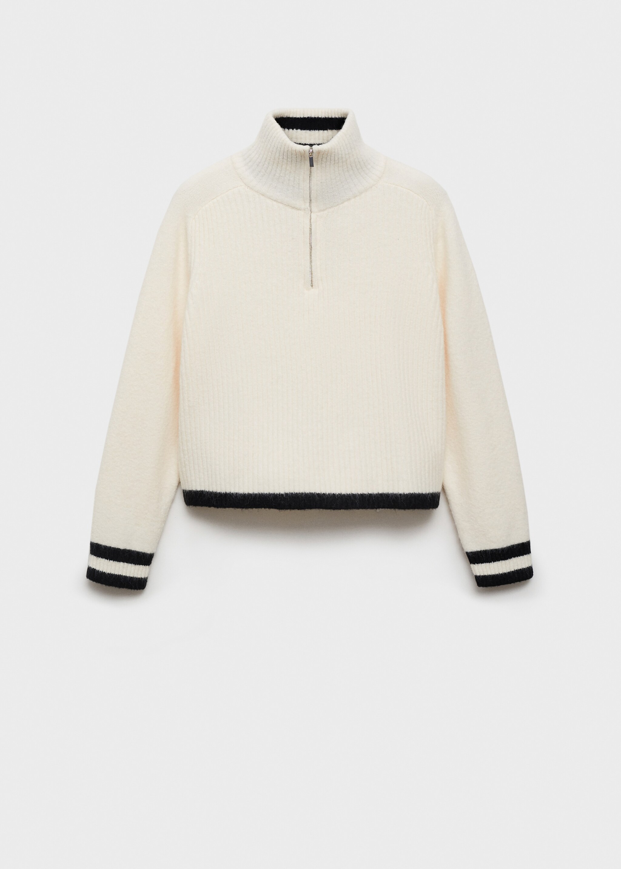 Striped sweater with zip - Article without model, Black. Ref: 77038274-00.