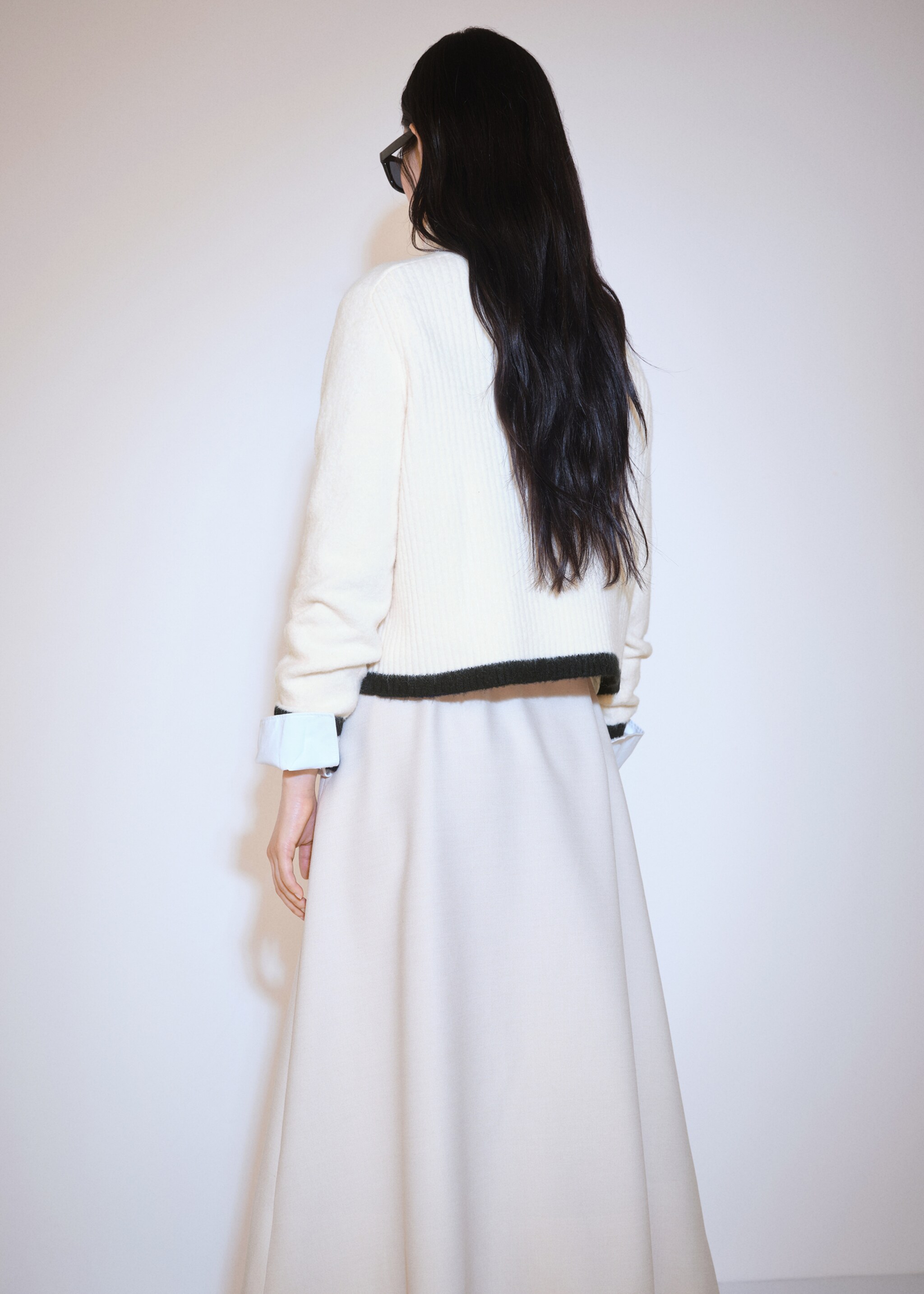 Striped sweater with zip - Reverse of the article, Black. Ref: 77038274-00.