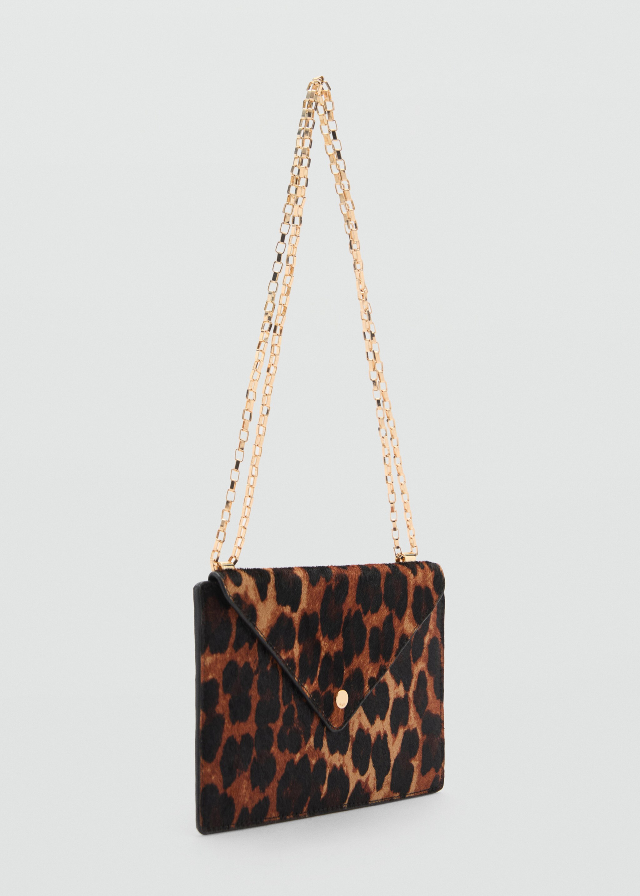 Leopard fur leather wallet with chain - Medium plane