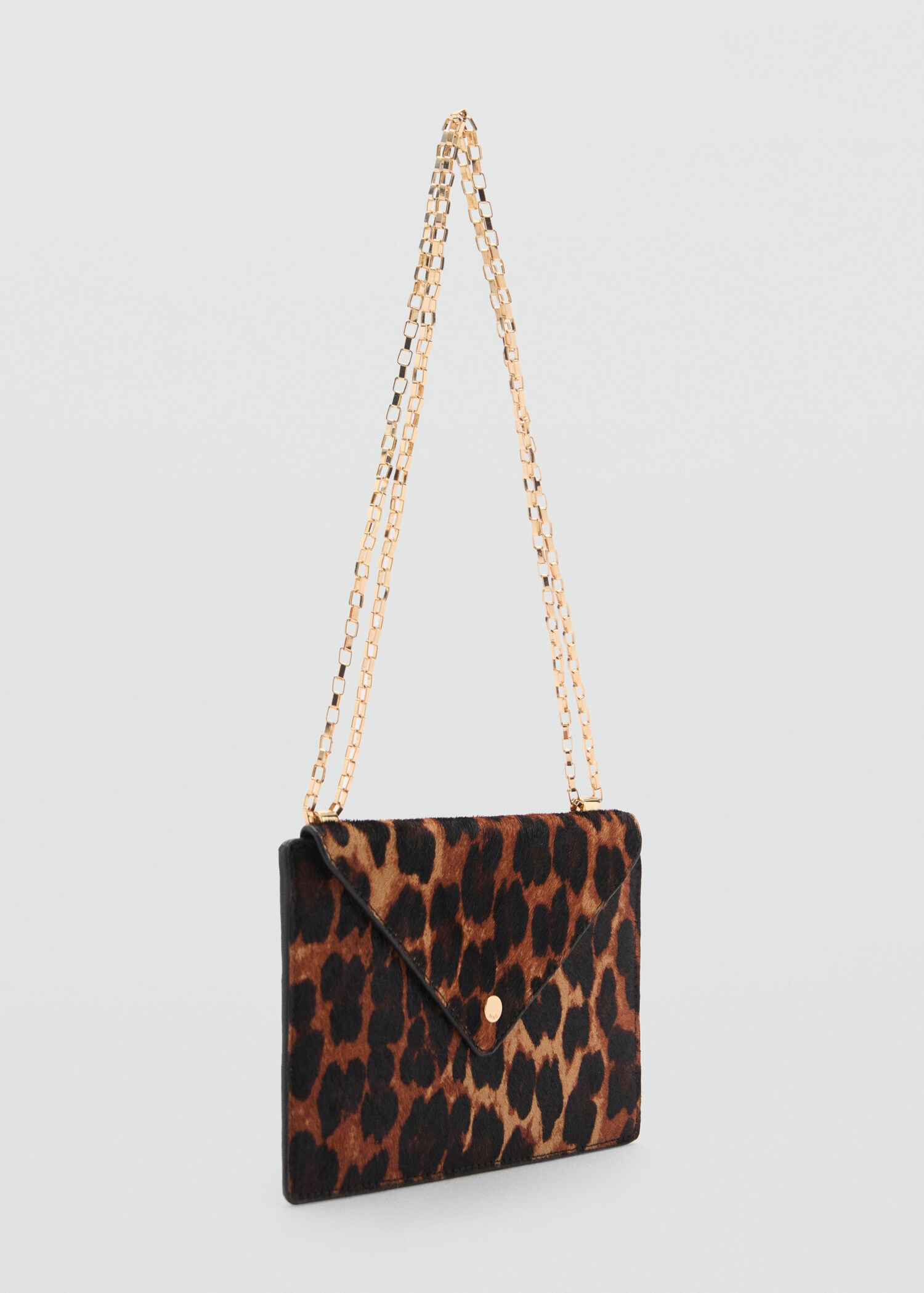 Leopard fur leather wallet with chain - Medium plane