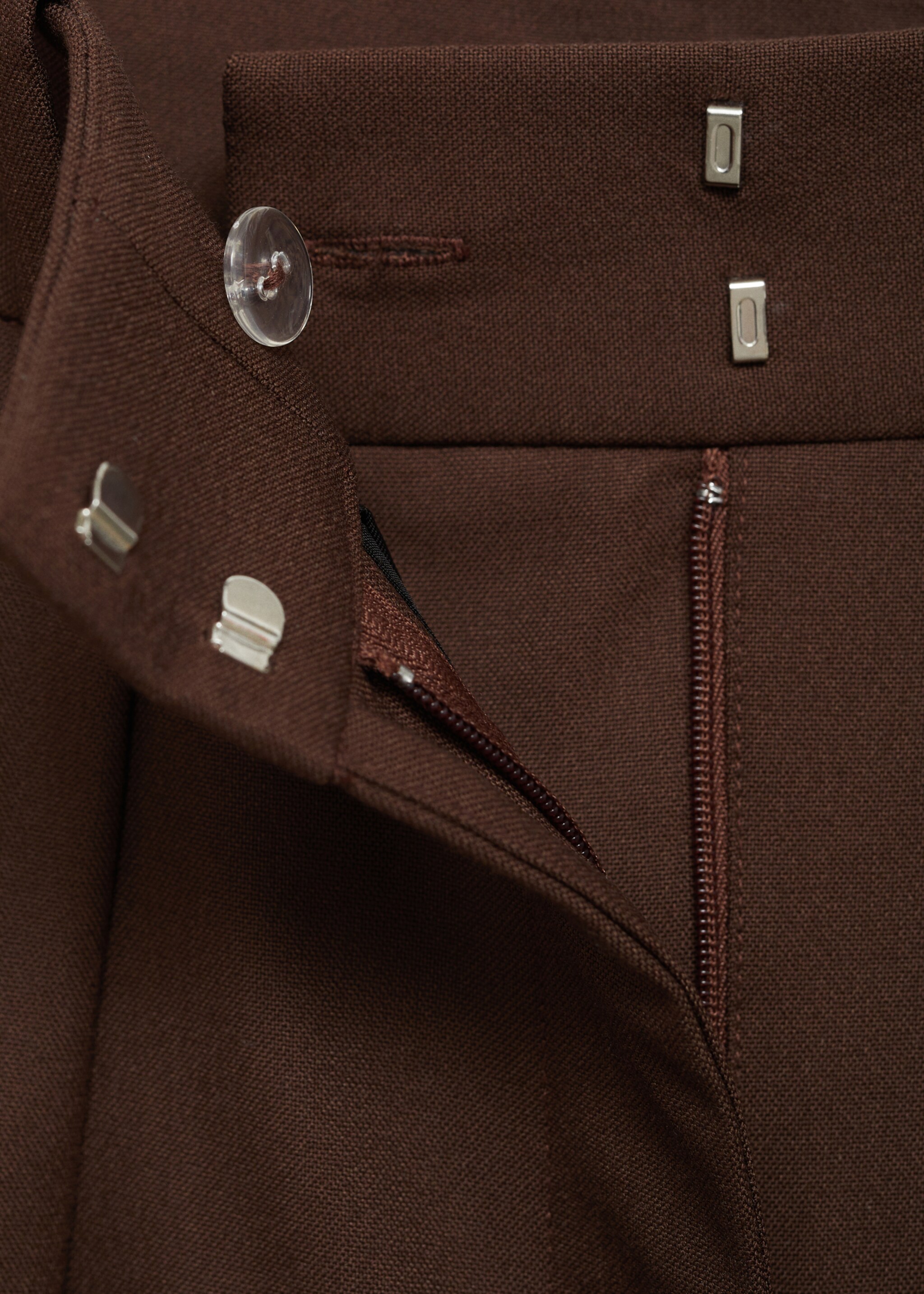 Pantalon pinces wideleg - Détail de l'article 8, Marron. Ref: 77038285-00.