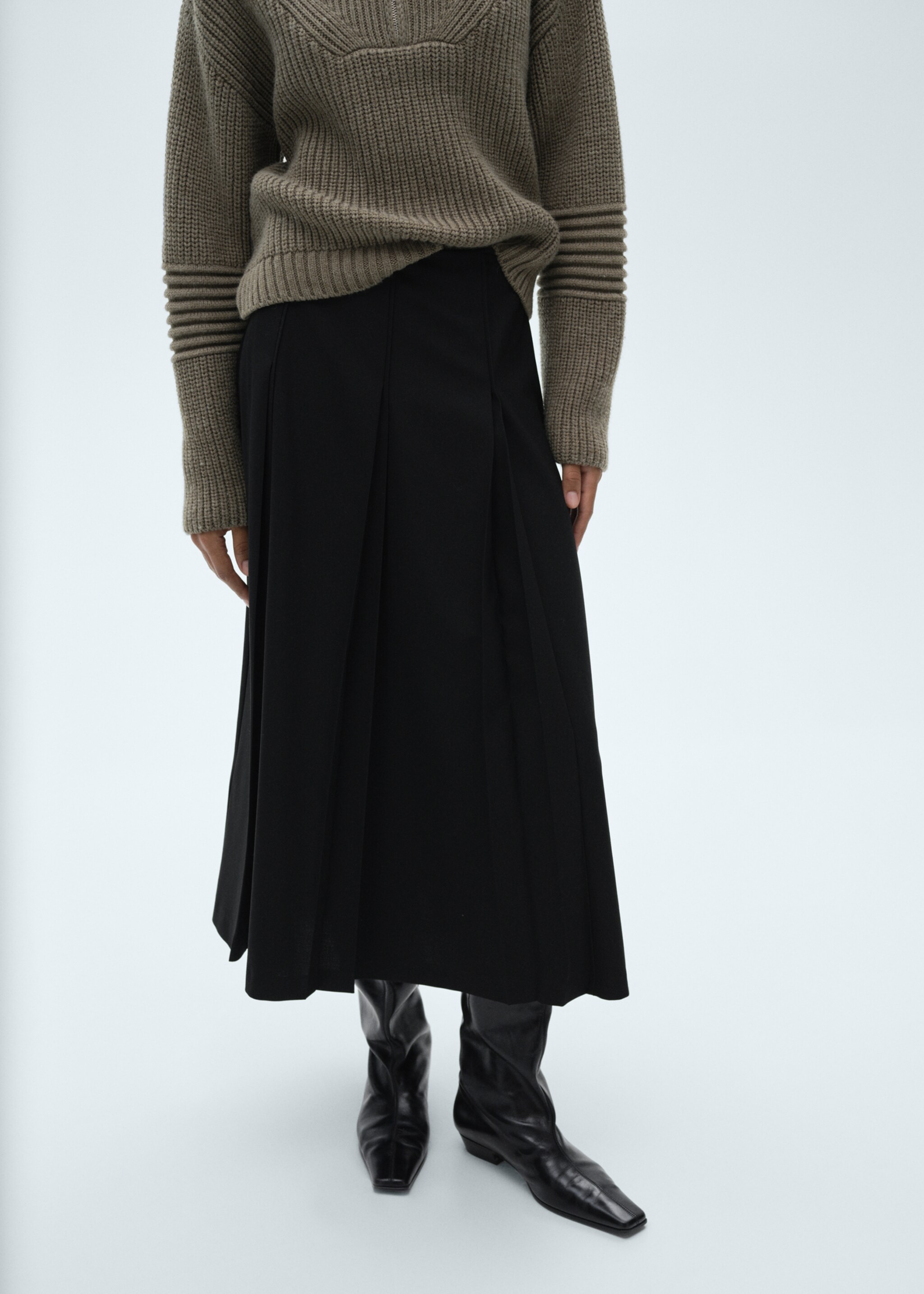 Geplooide midirok - Middenvlak, Zwart. Ref: 77038286-00.