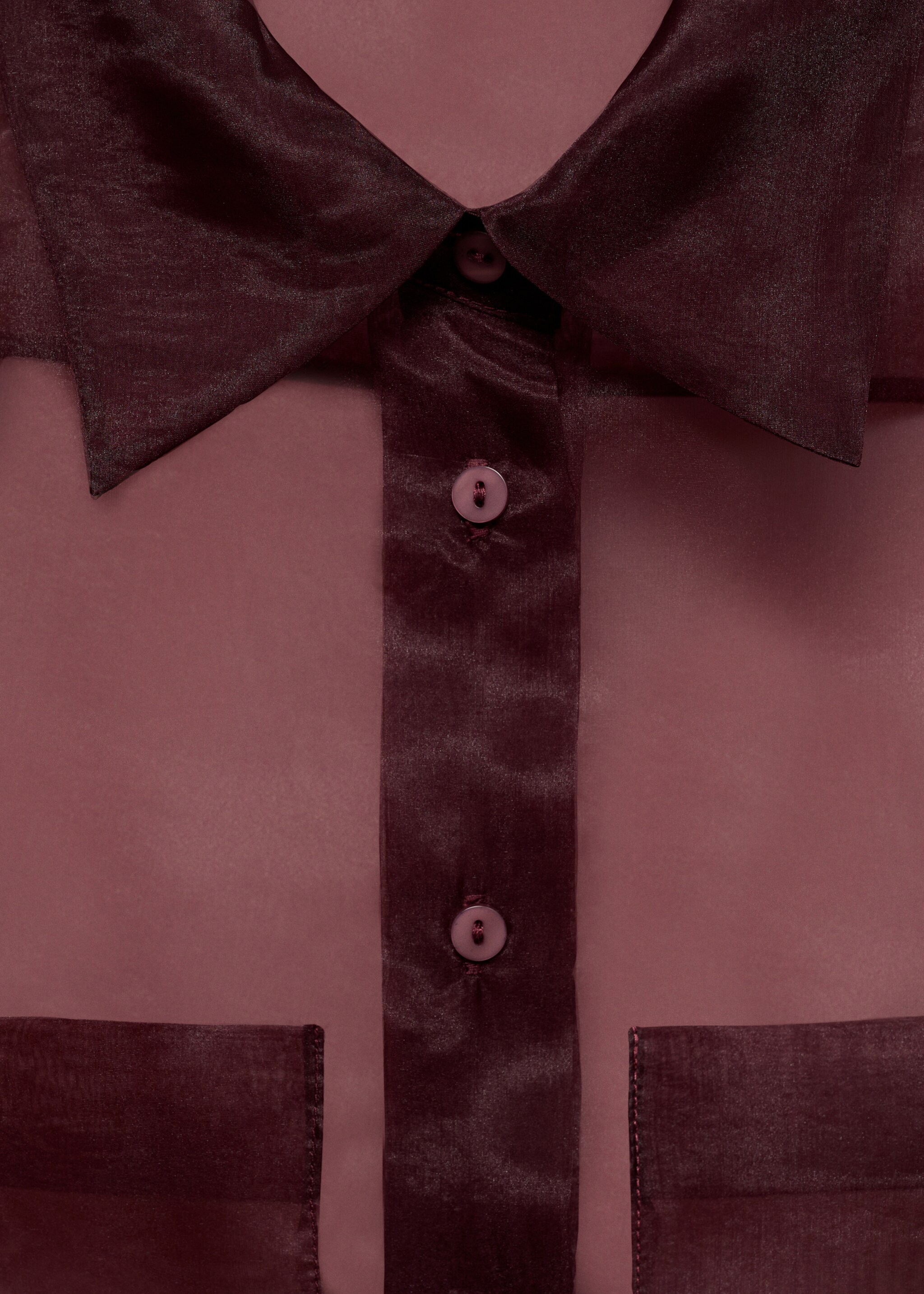 Halbdurchsichtige Bluse mit Taschen - Detail des Artikels 8, Bordeaux. Ref: 77039033-00.