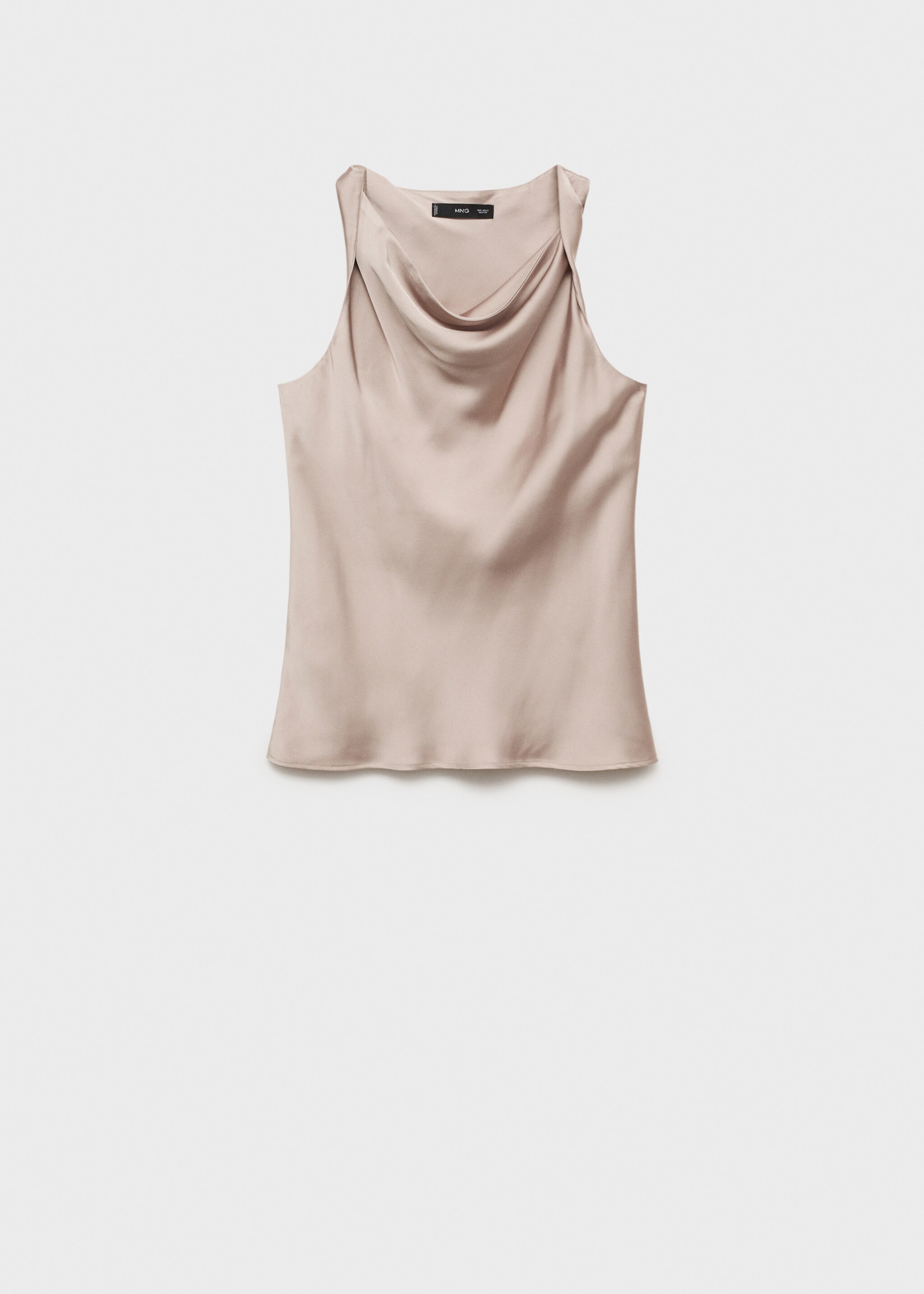 Draped neck satin top - Article without model, Light/Pastel Grey. Ref: 77039034-00.