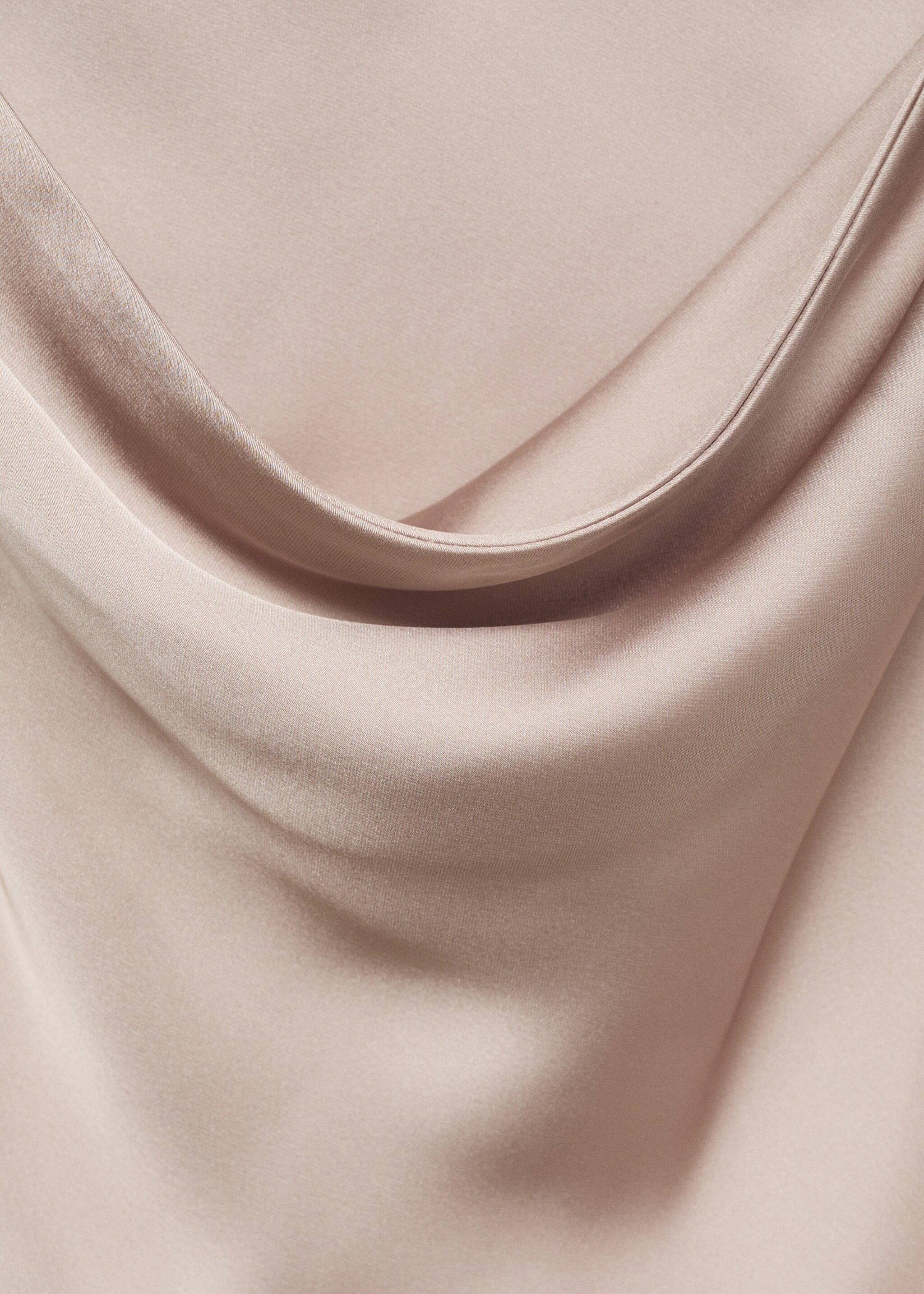 Draped neck satin top - Details of the article 0, Light/Pastel Grey. Ref: 77039034-00.