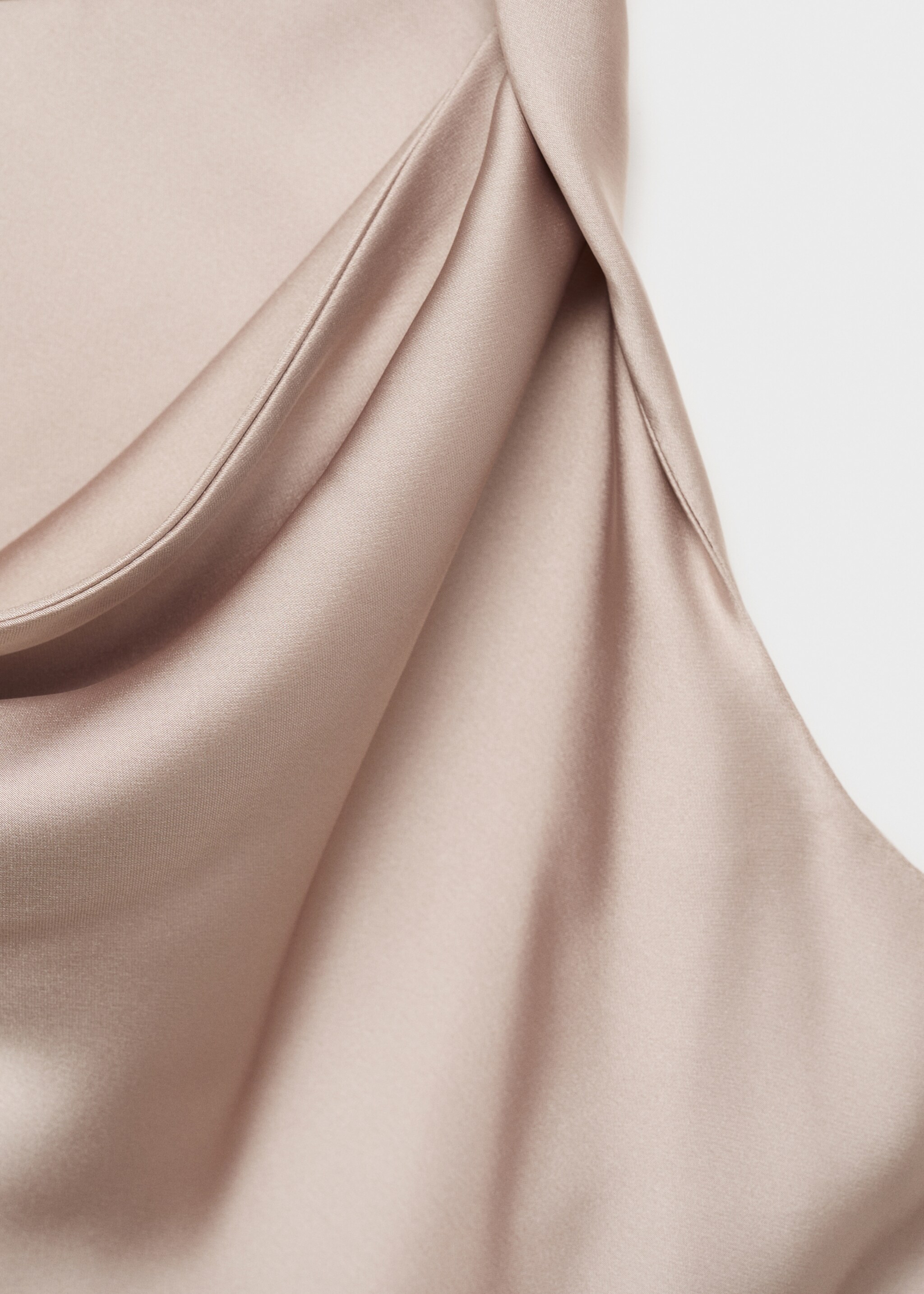 Draped neck satin top - Details of the article 8, Light/Pastel Grey. Ref: 77039034-00.