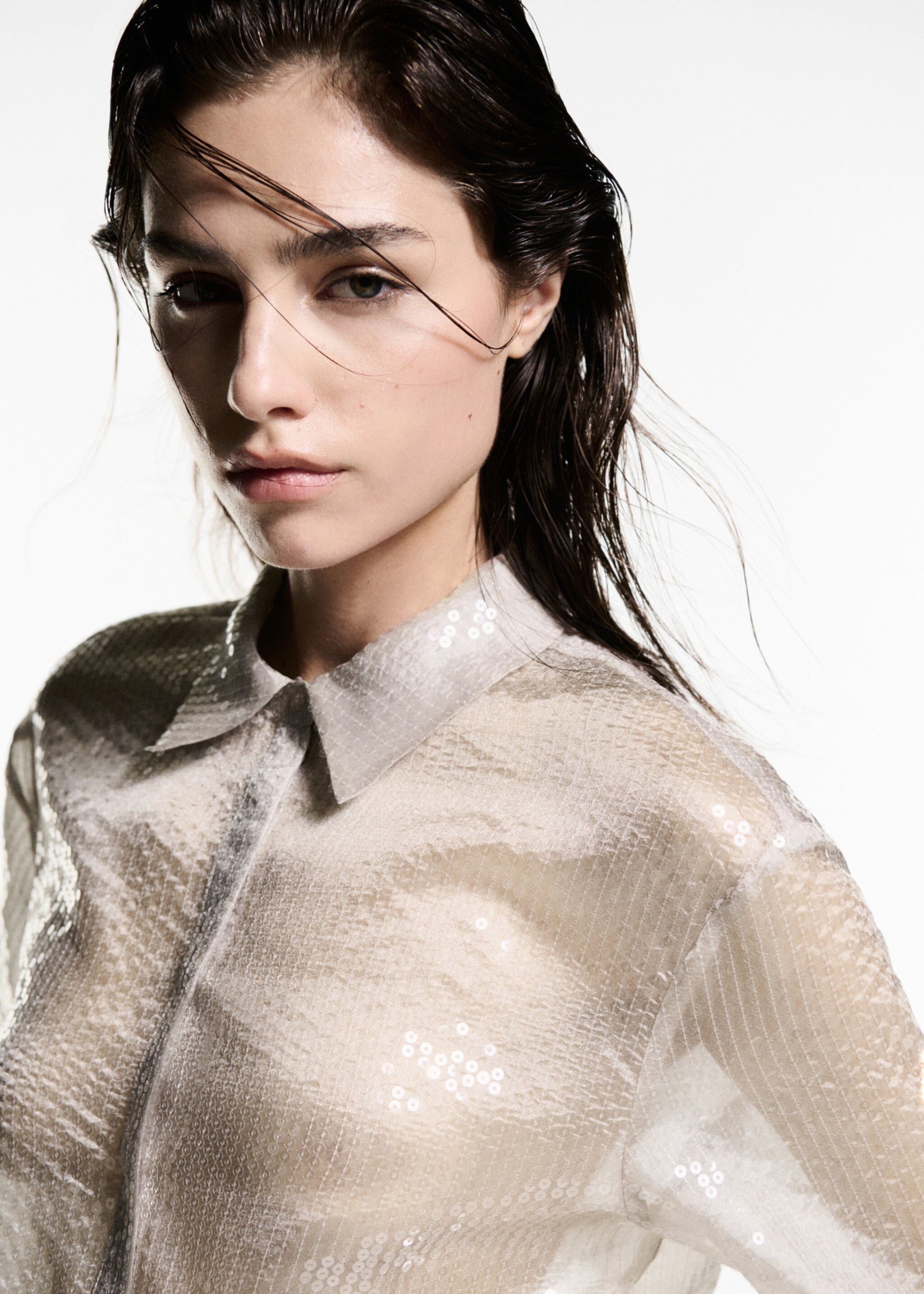 Camisa semitransparent lluentons - Detall de l'article 1, Cru. Ref: 77039035-00.