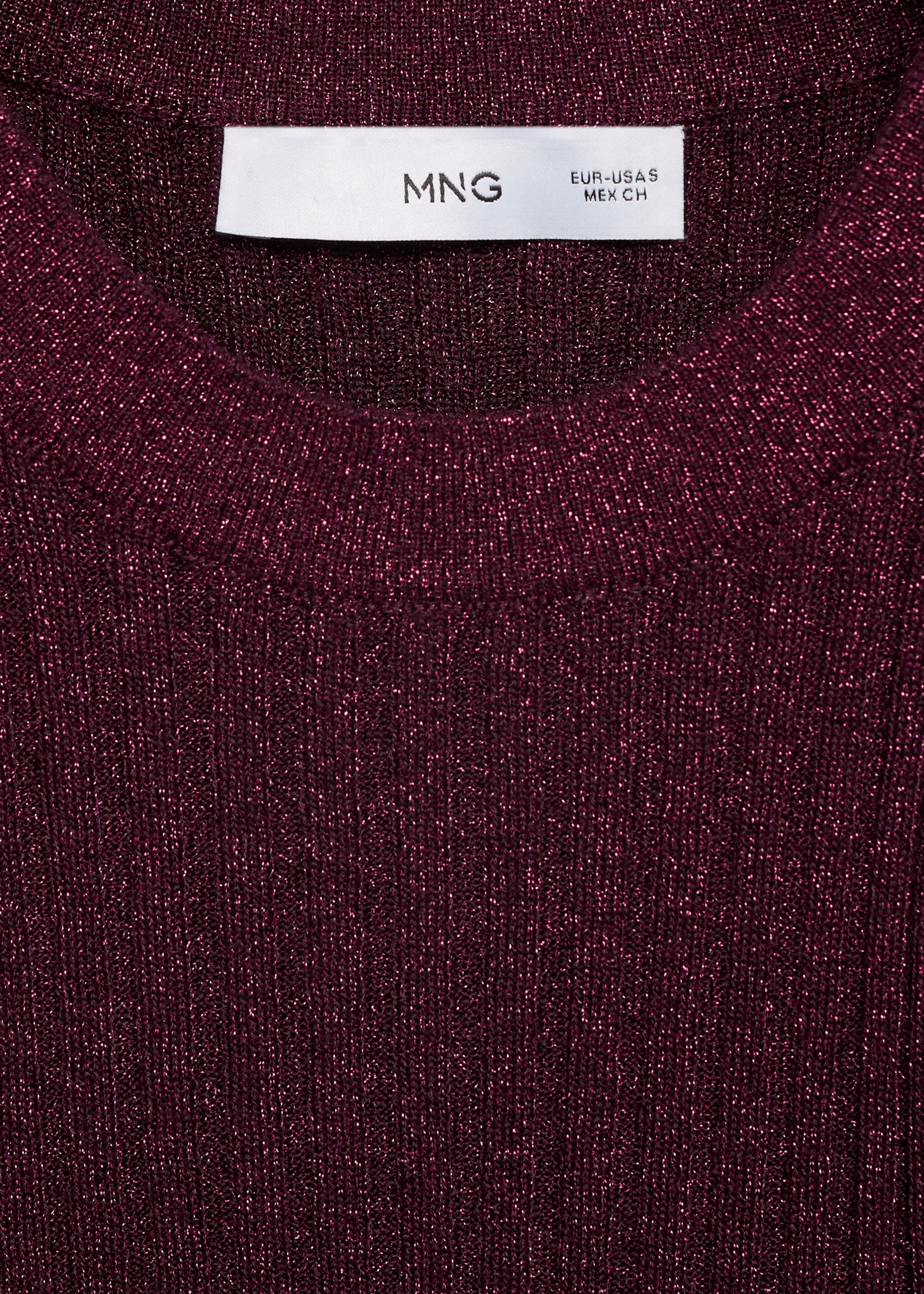 Halter-neck lurex knitted top - Details of the article 8, Burgundy. Ref: 77039037-00.