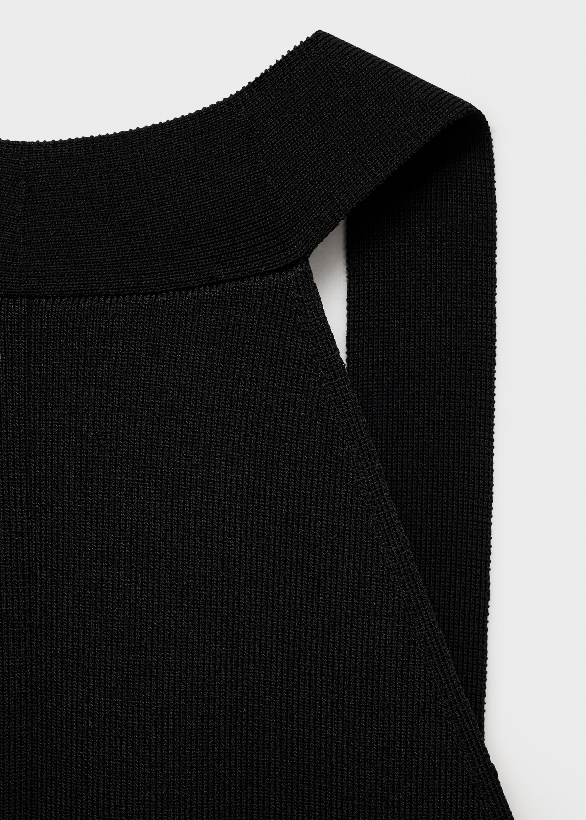 Open-back knitted dress - Details of the article 8, Black. Ref: 77039038-00.