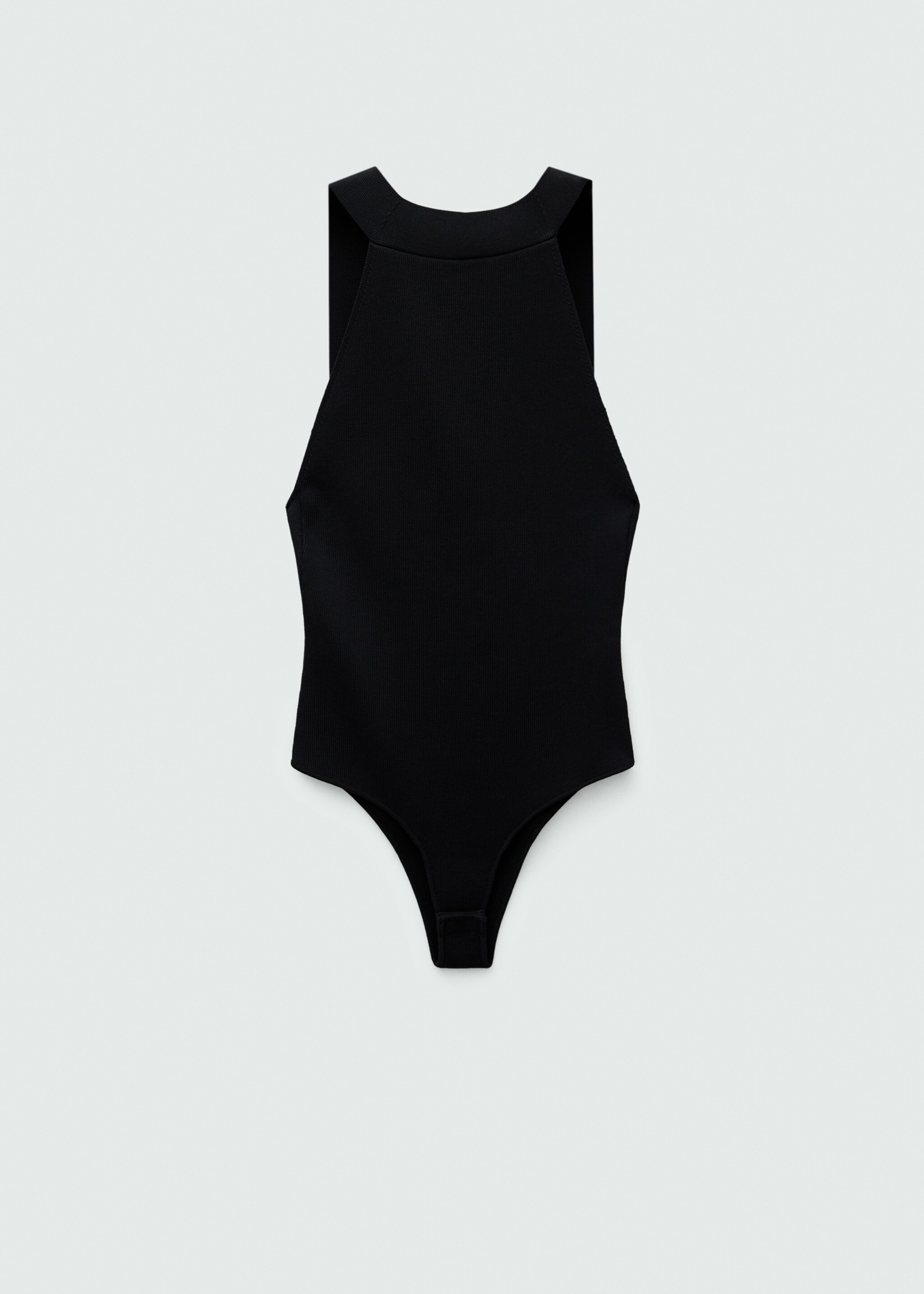 Halter-neck knitted bodysuit - Article without model, Black. Ref: 77039040-00.