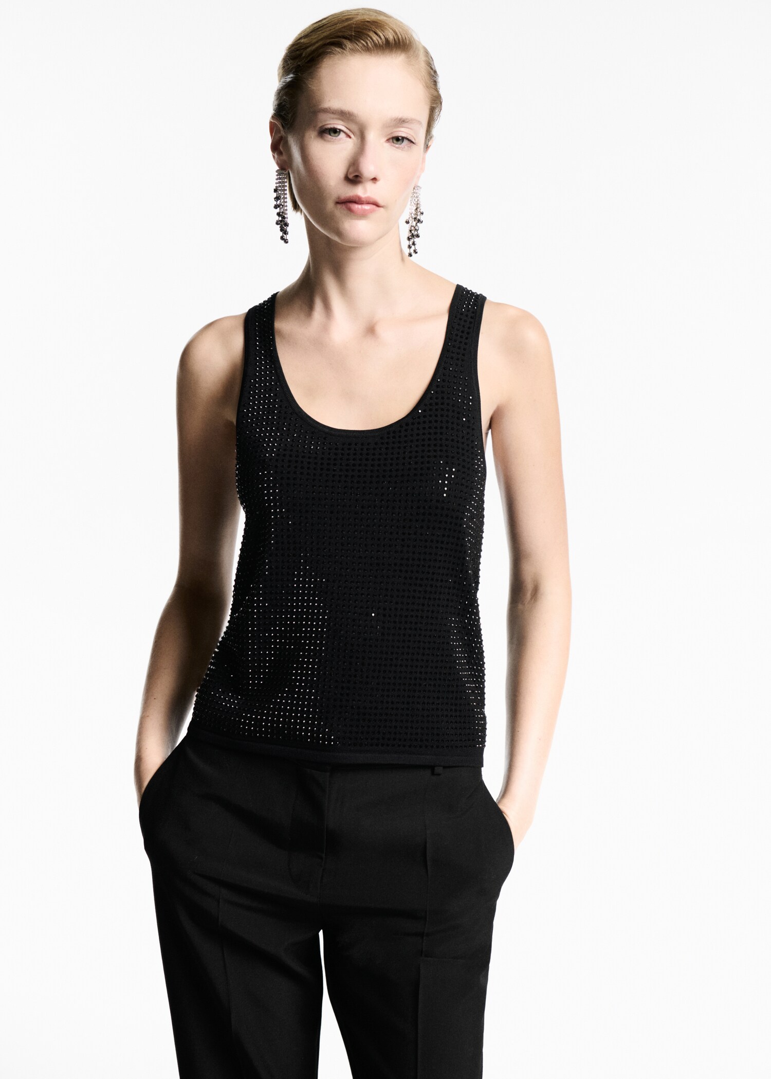 Gebreide top met strasdetail - Middenvlak