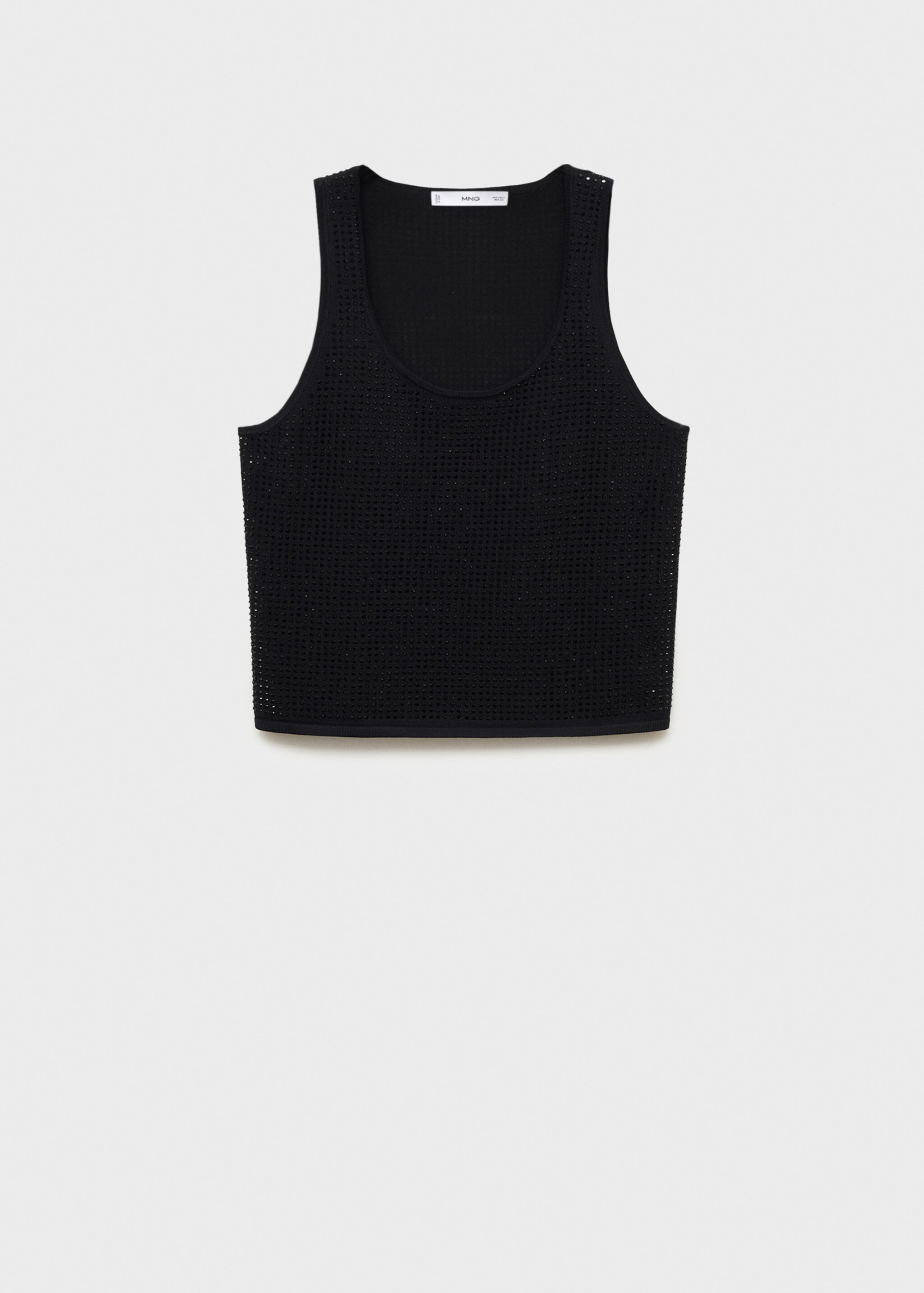 Gebreide top met strasdetail - Artikel zonder model, Zwart. Ref: 77039043-00.
