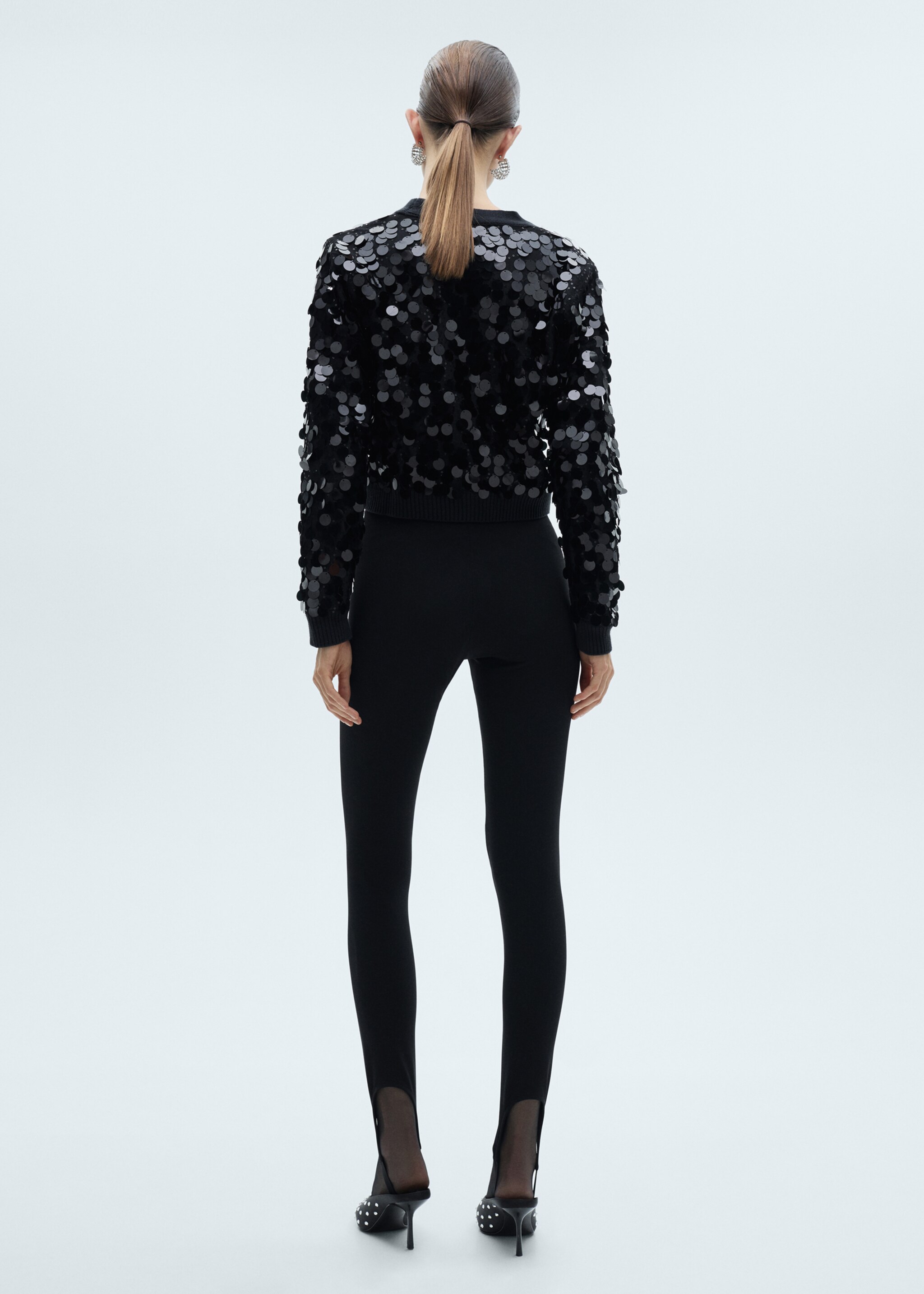 Cardigan de malha com lantejoulas - Verso do artigo, Preto. Ref: 77039044-00.