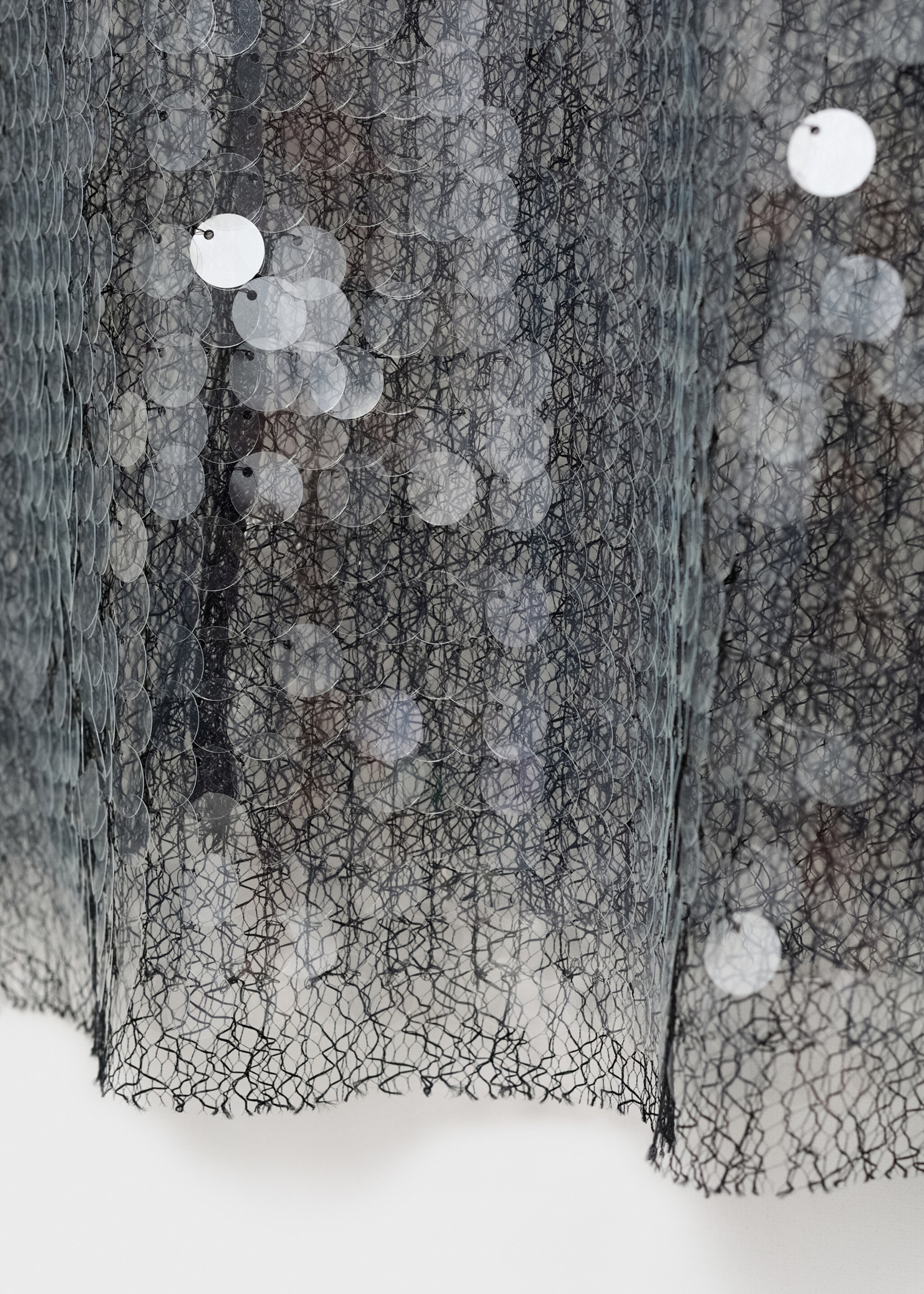 Semi-transparent sequined top - Details of the article 0, Grey. Ref: 77039049-00.