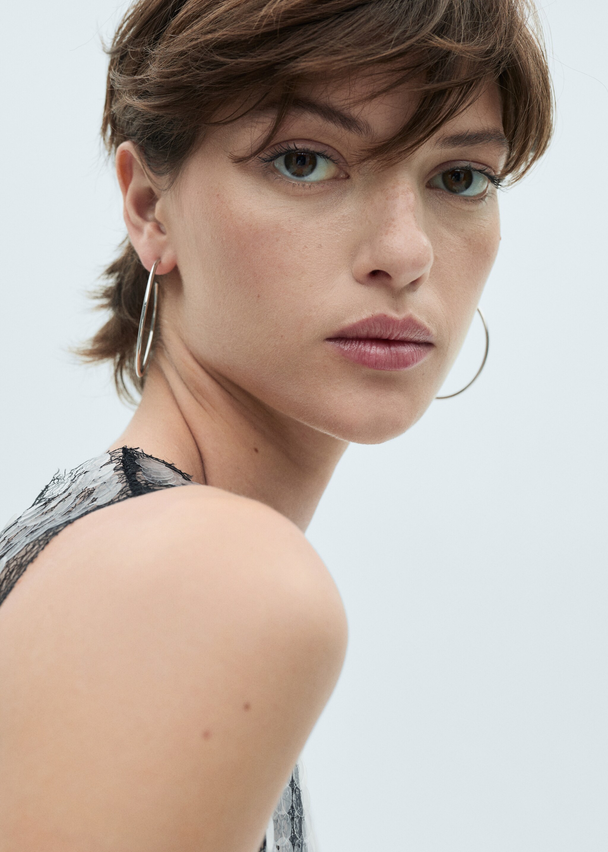 Semi-transparent sequined top - Details of the article 1, Grey. Ref: 77039049-00.