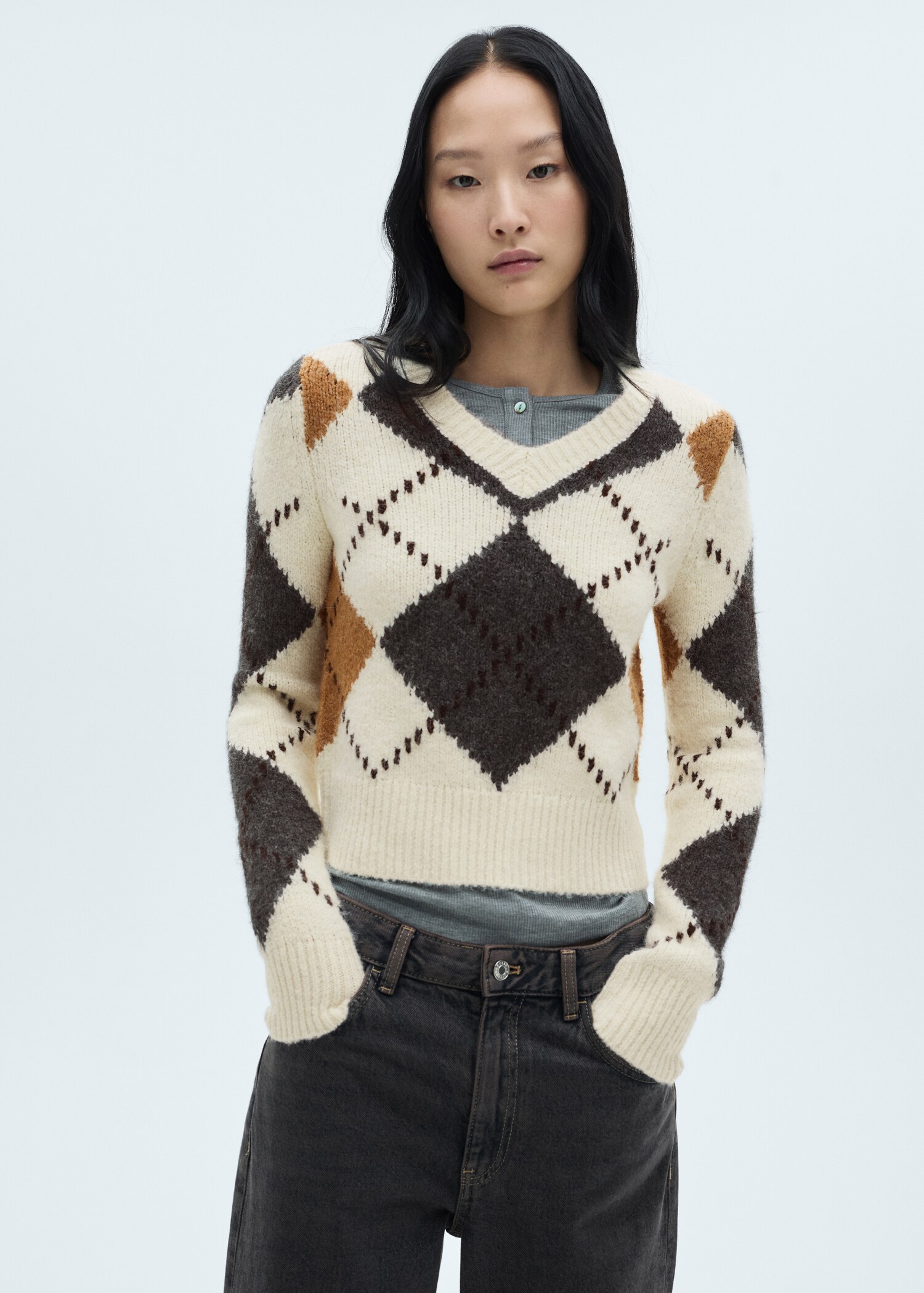 Diamond V-neck sweater - Medium plane