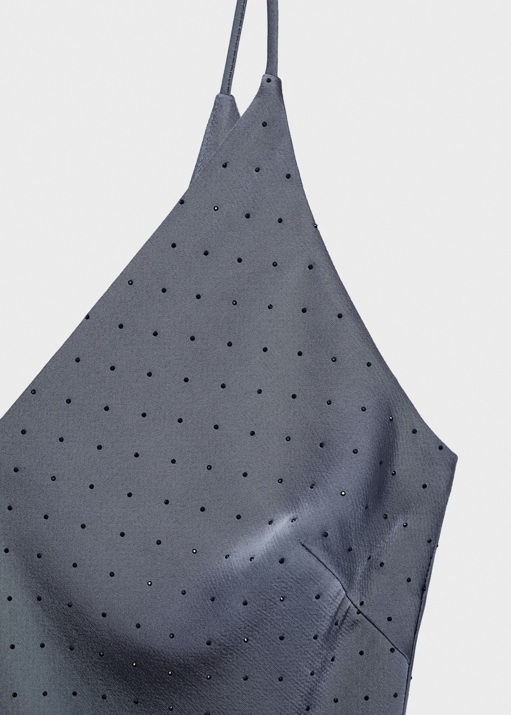 Lingerie dress with rhinestone details - Details of the article 8, Denim Grey. Ref: 77039057-00.