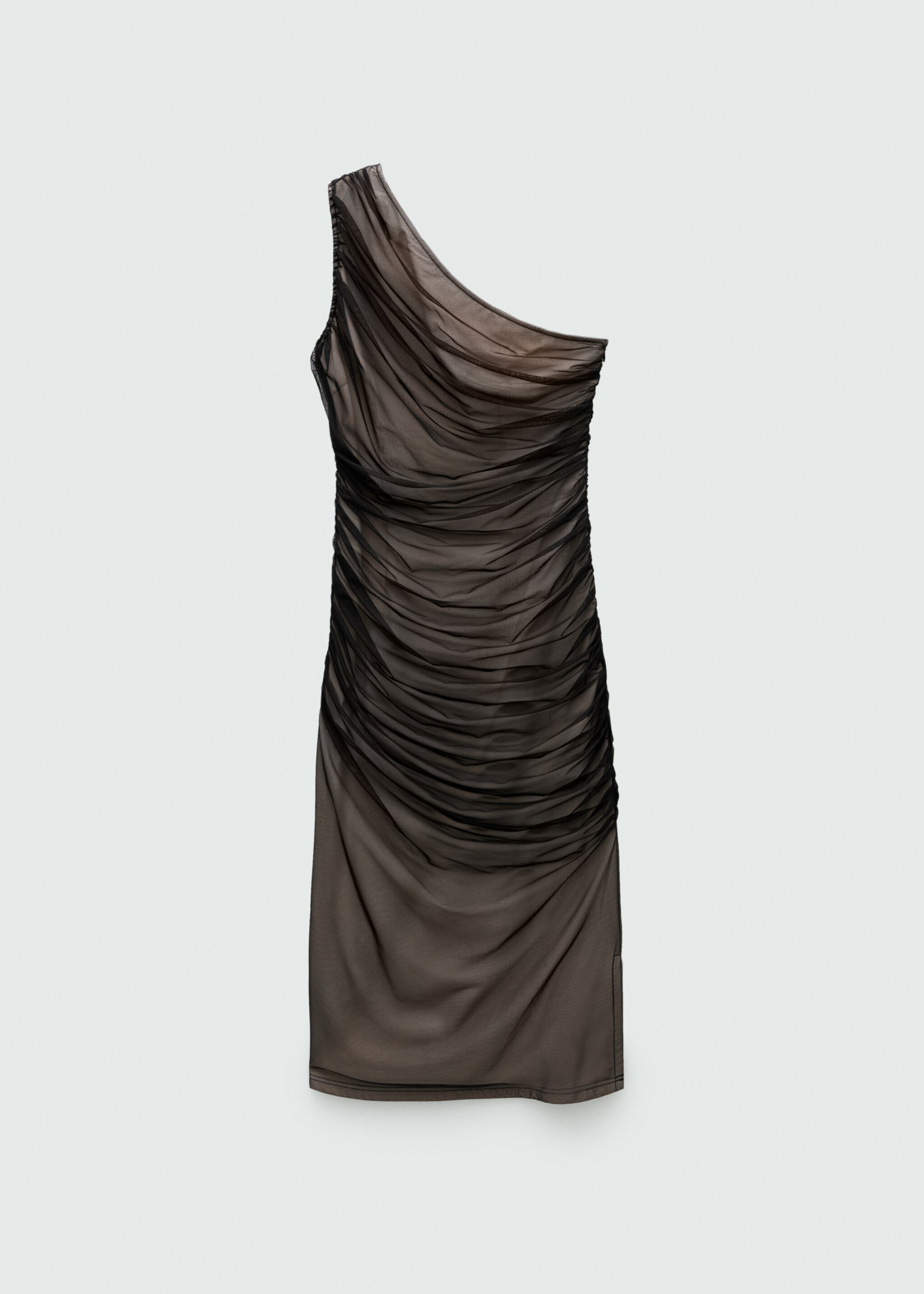 Assymetric mesh dress - Article without model, Black. Ref: 77039058-00.