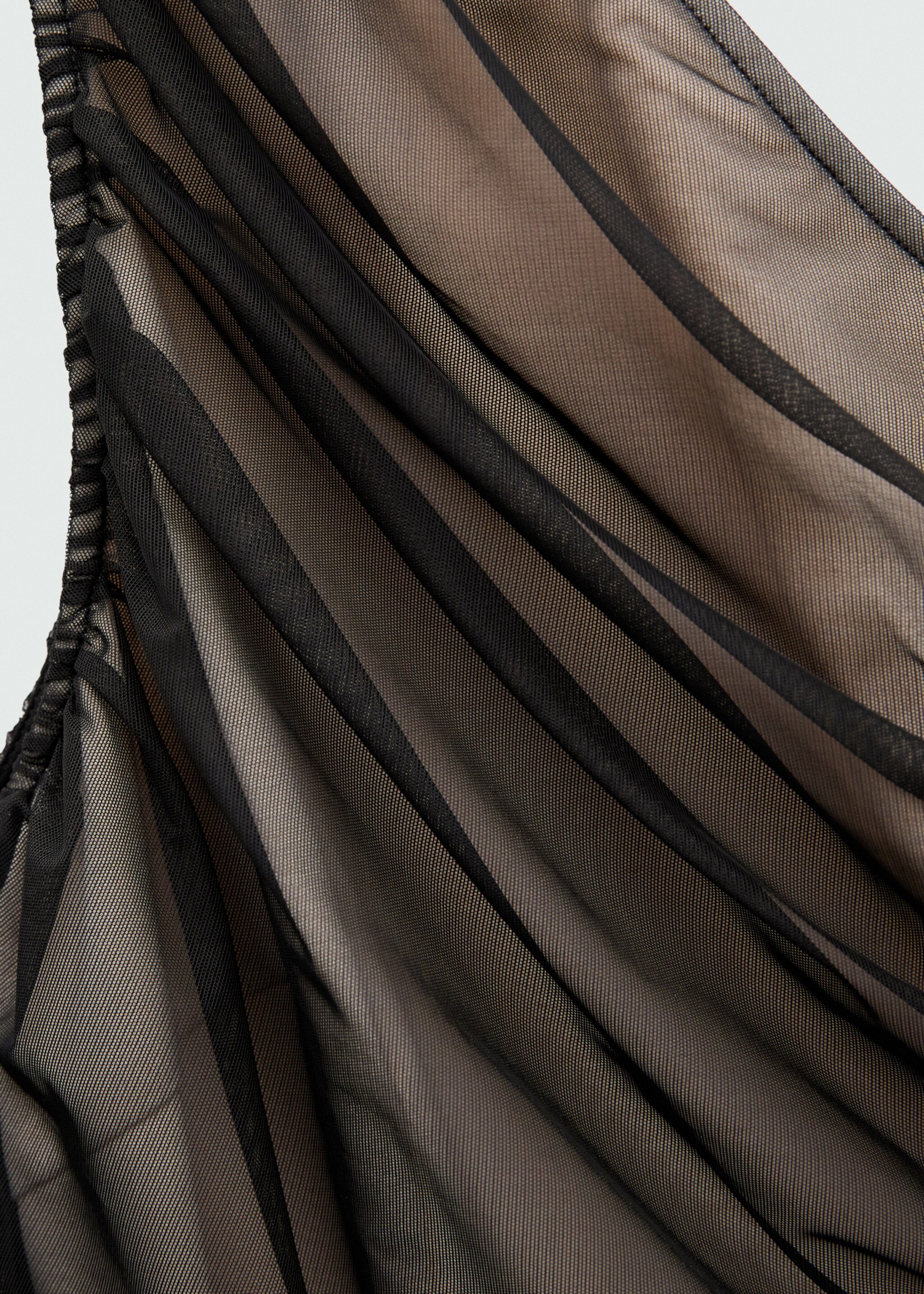 Assymetric mesh dress - Details of the article 8, Black. Ref: 77039058-00.