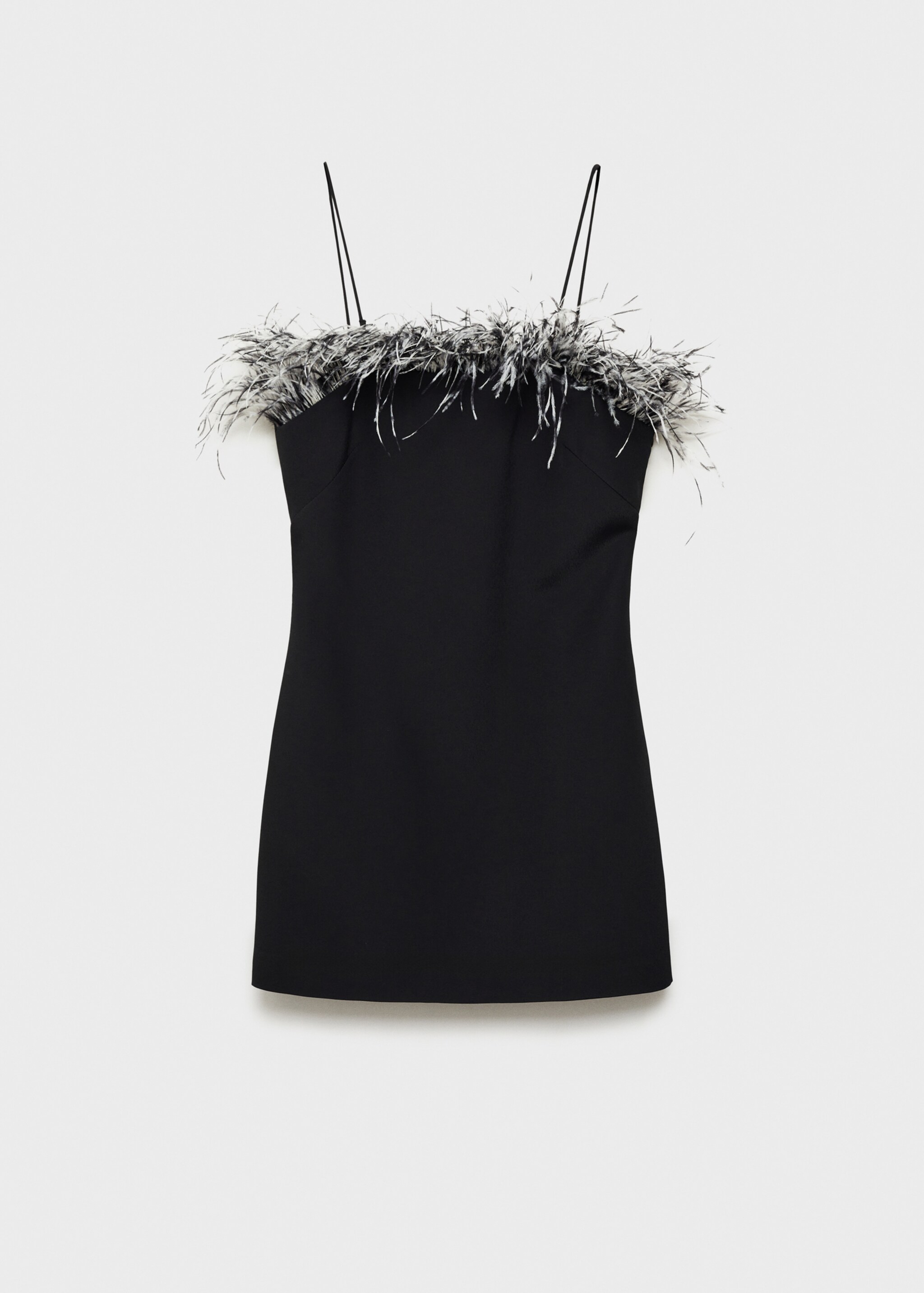 Strapless jurk met verendetail - Artikel zonder model, Zwart. Ref: 77039059-00.