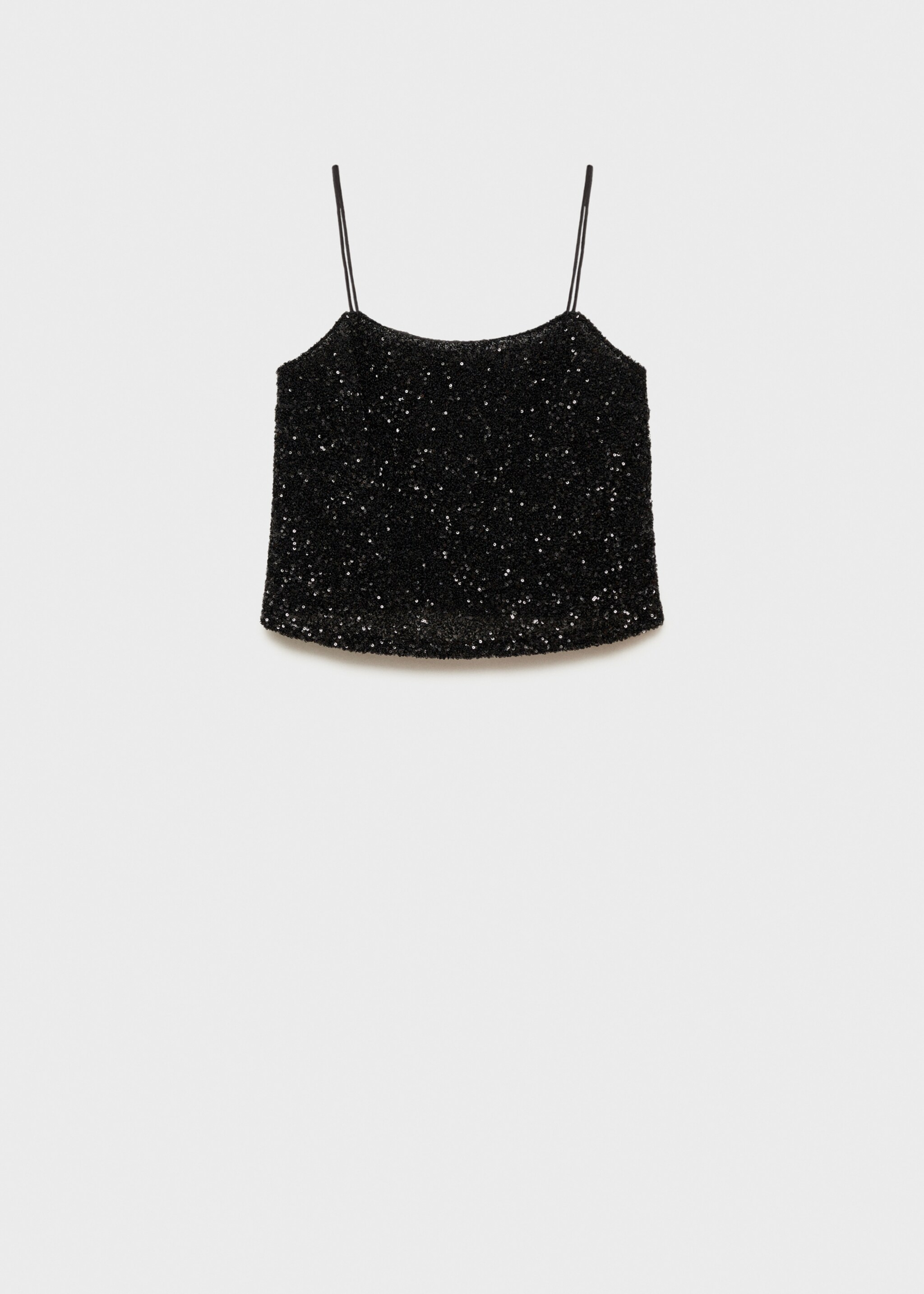 Sequin top with spaghetti strap - Article without model, Black. Ref: 77039061-00.