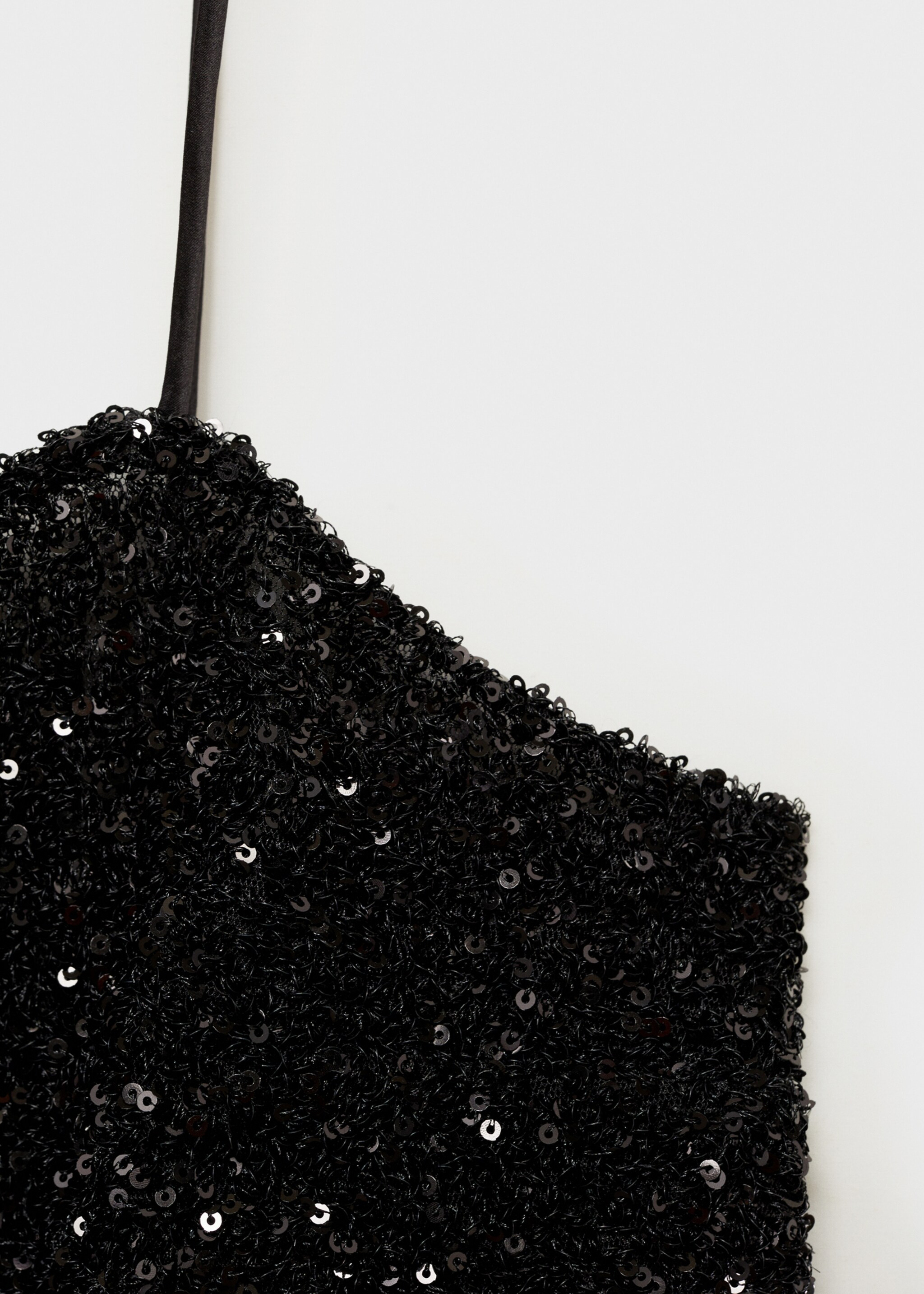 Sequin top with spaghetti strap - Details of the article 8, Black. Ref: 77039061-00.