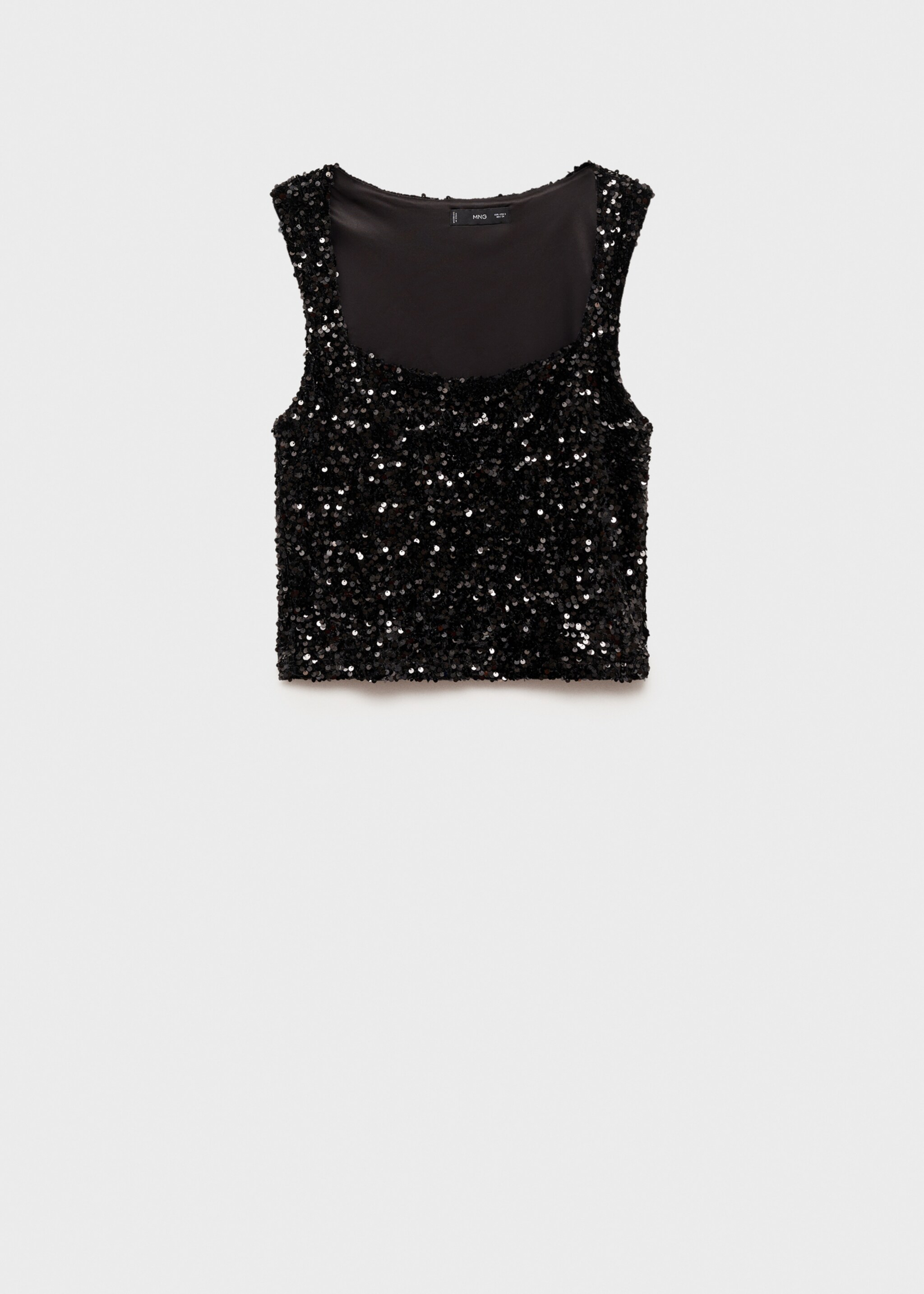 Sequined tank top - Article without model, Black. Ref: 77039063-00.