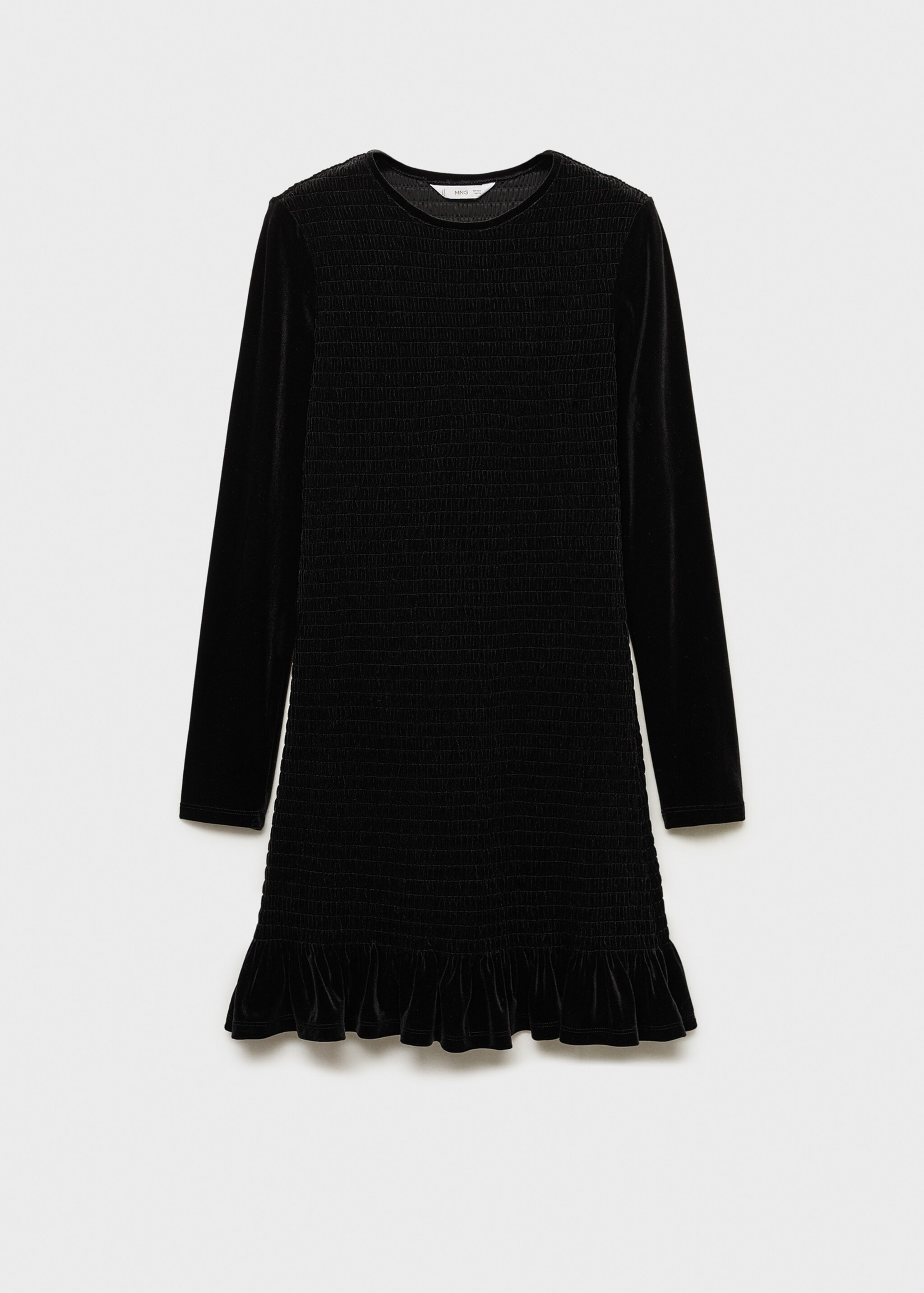 Vestit vellut frunzit - Article sense model, Negre. Ref: 77039067-00.