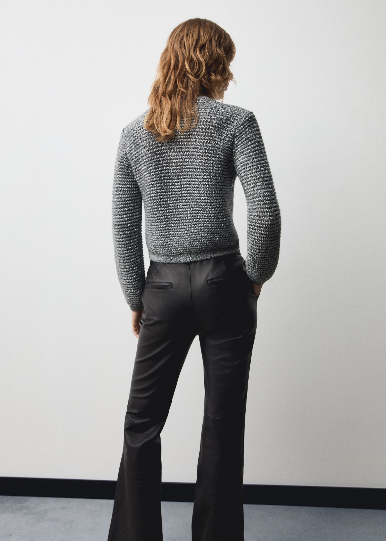 Lurex knitted jacket with buttons - Reverse of the article