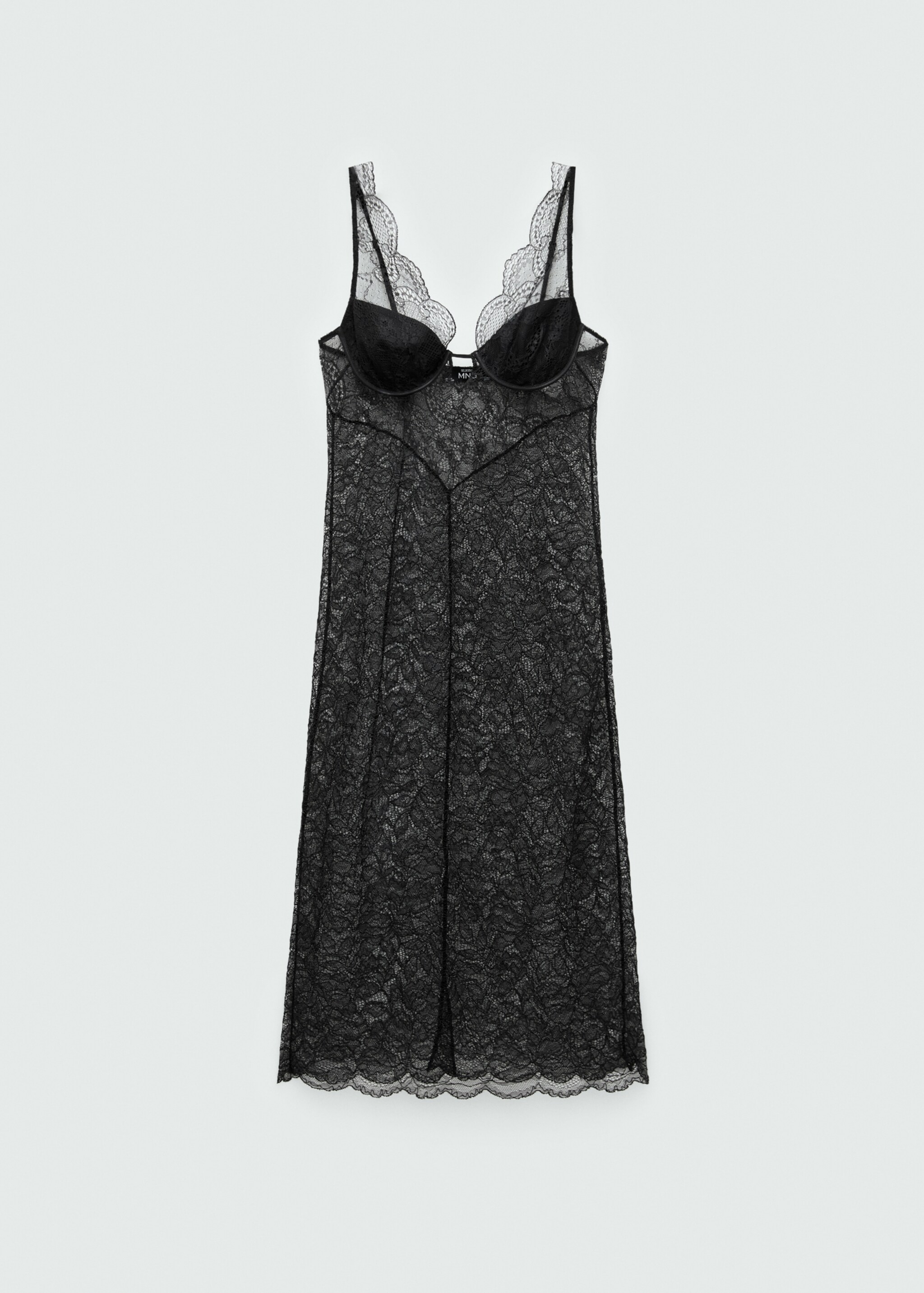 Guipure slip dress - Article without model, Black. Ref: 77039076-00.