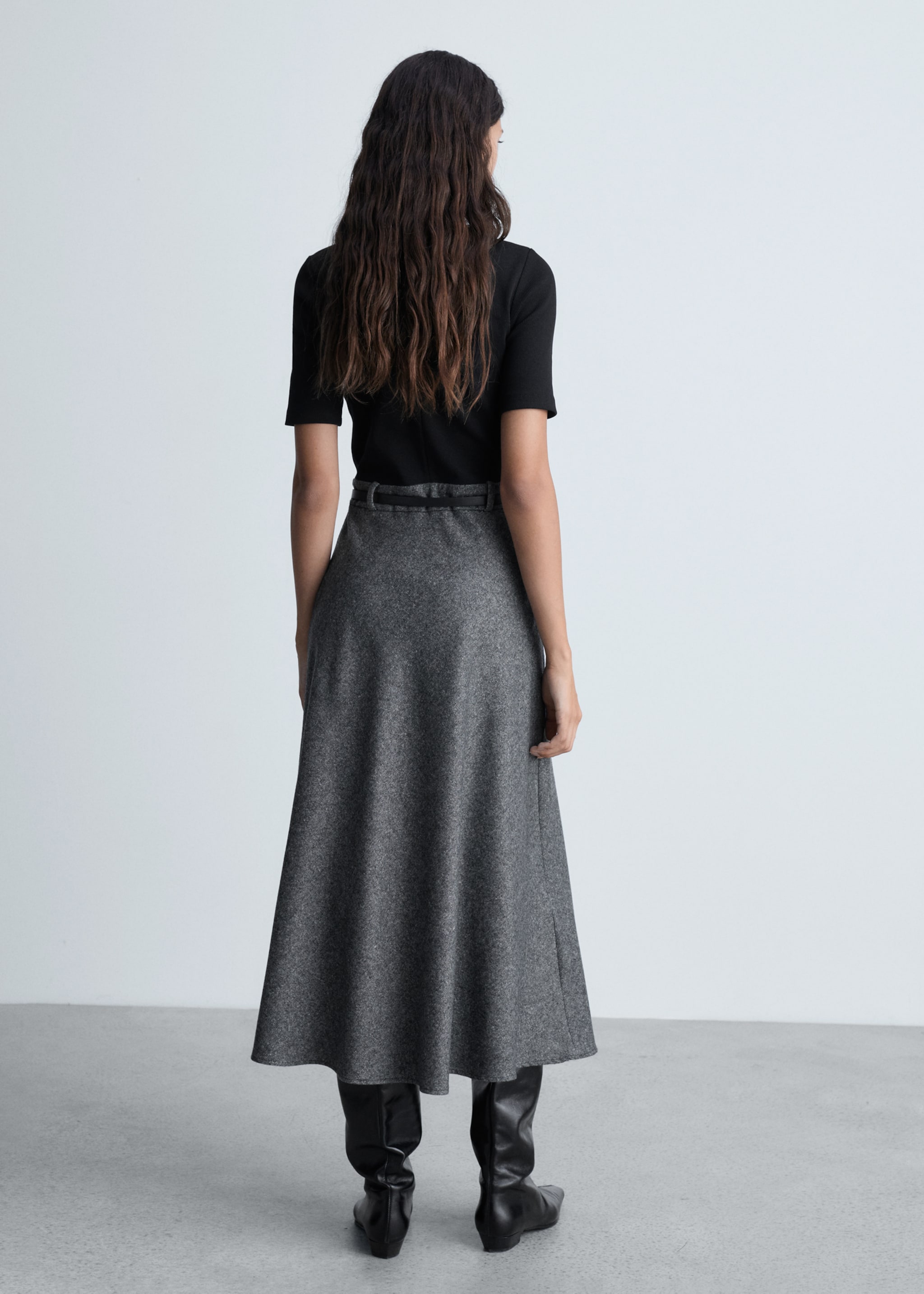 Combined turtleneck dress - Reverse of the article, Black. Ref: 77039077-00.