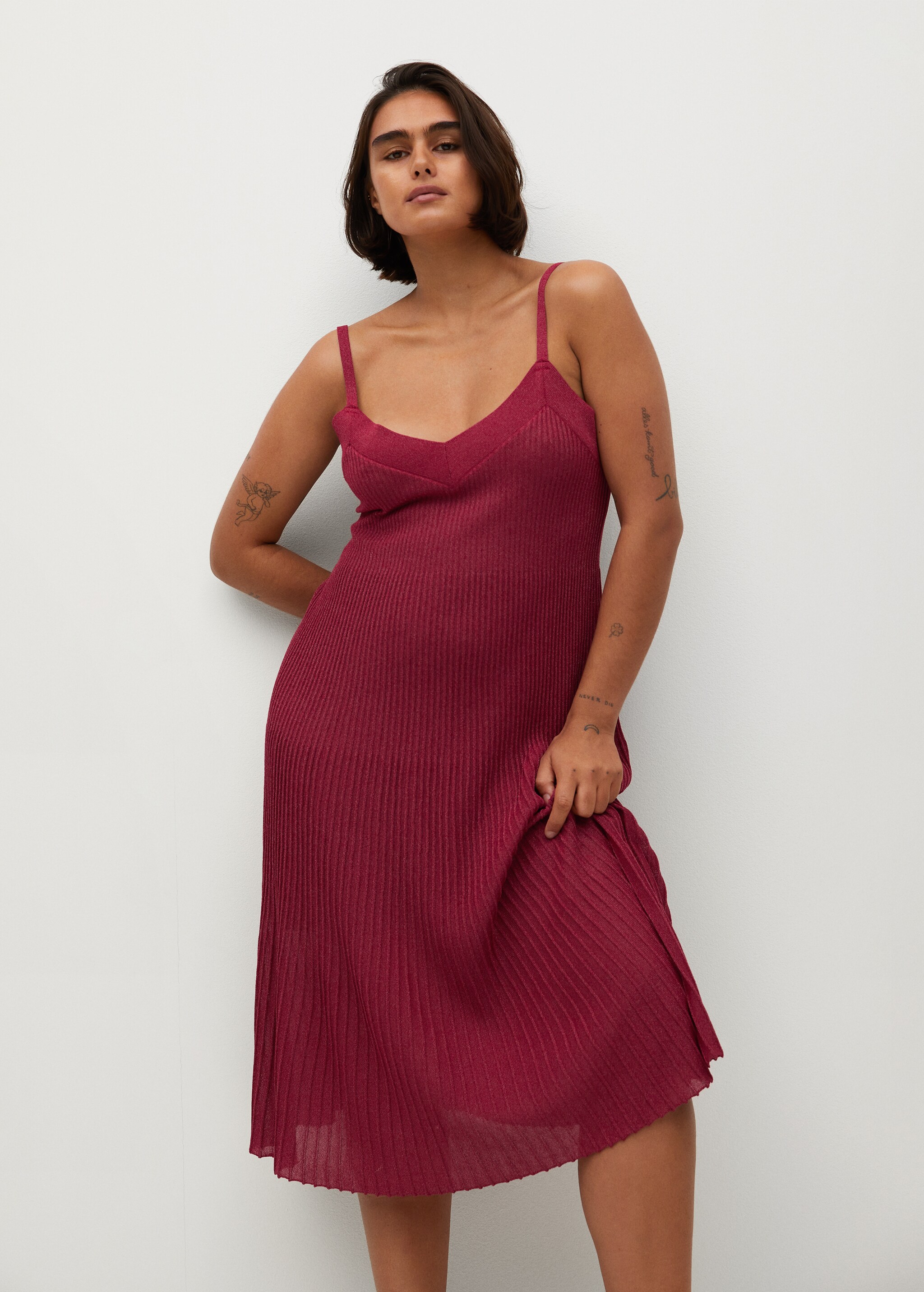 Vestido plisado lurex - Plano medio