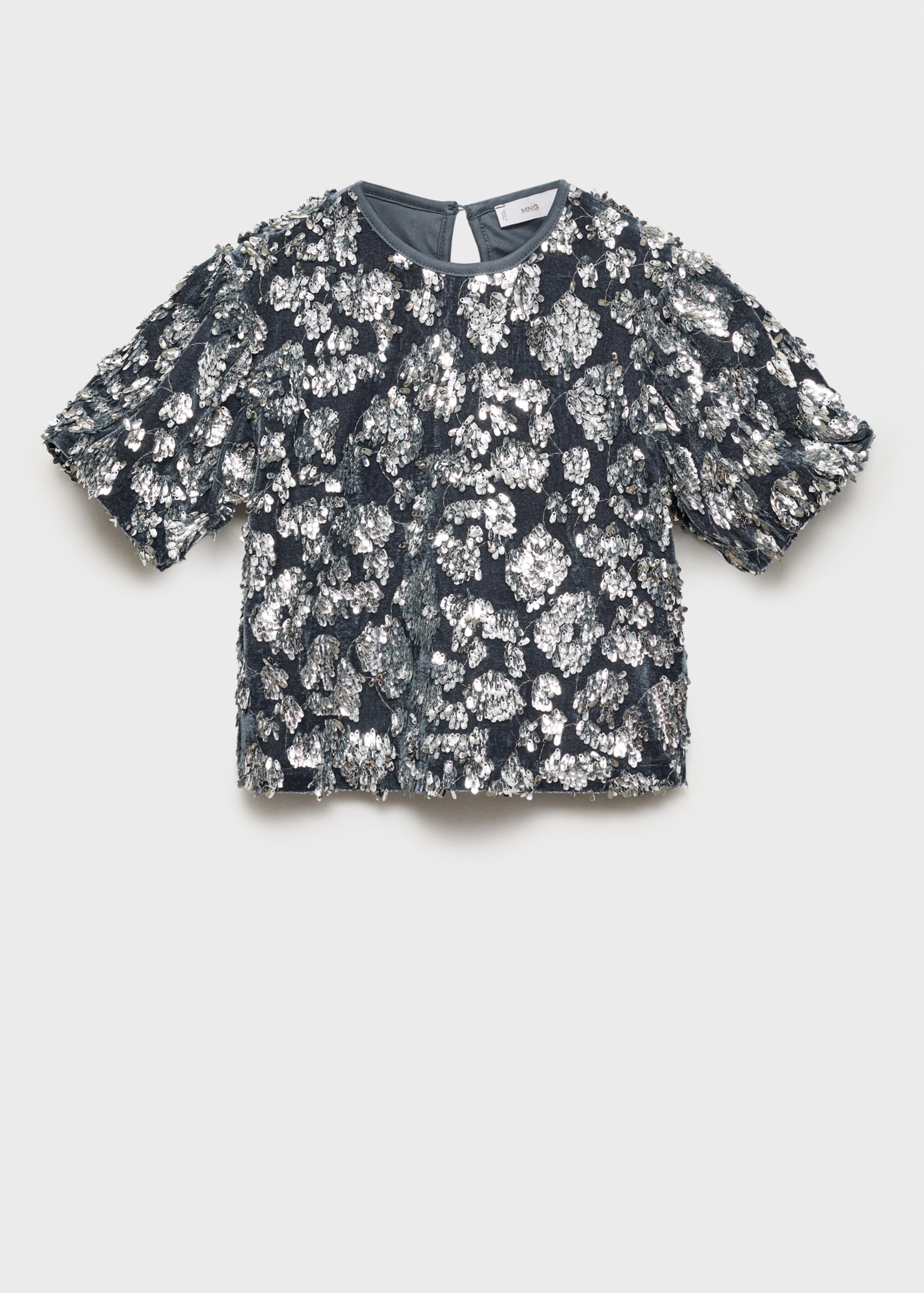 Sequin T-shirt - Article without model, Blue. Ref: 77039232-00.
