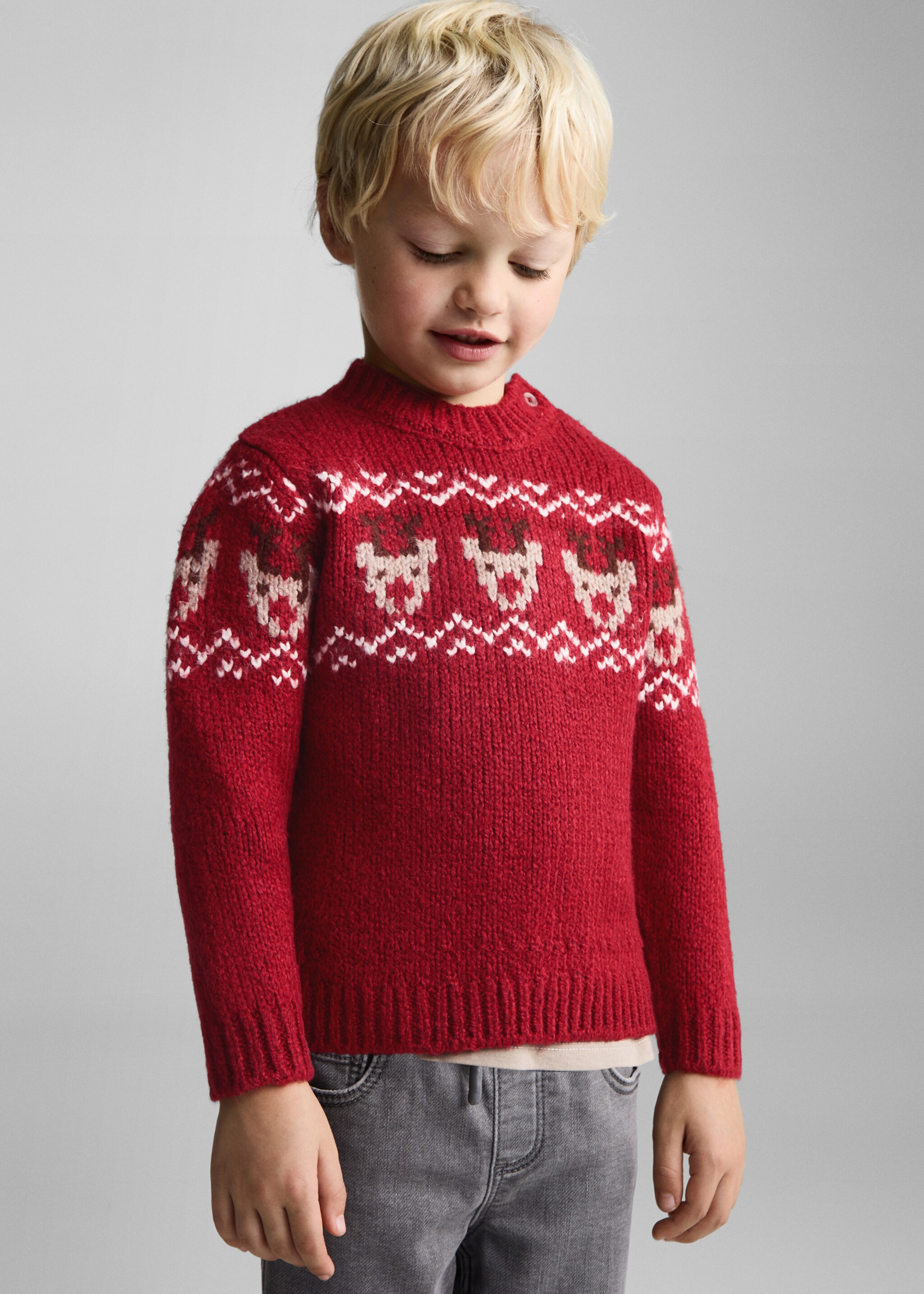 Jacquard kersttrui - Middenvlak, Rood. Ref: 77039240-00.