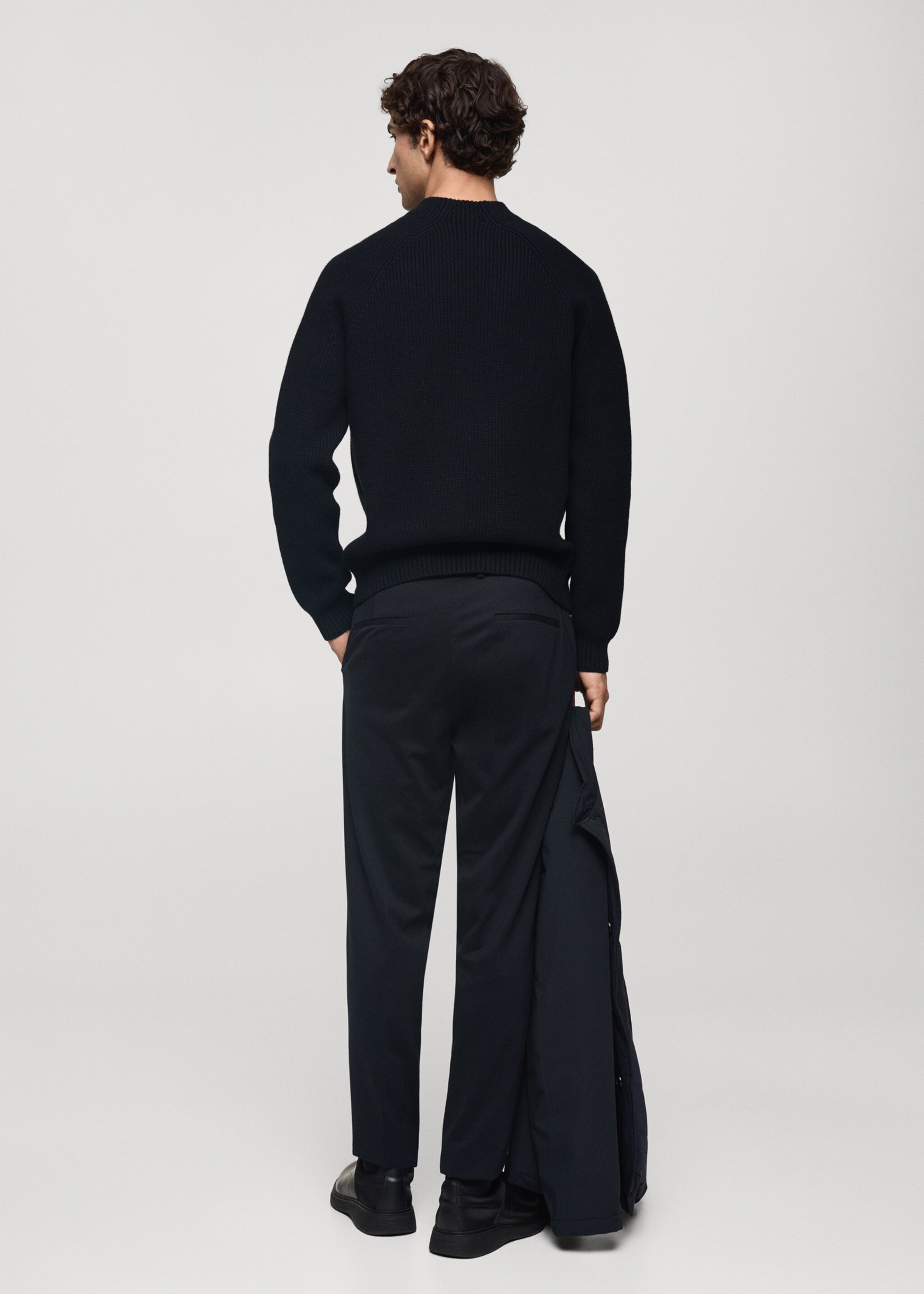 Coolmax® breathable wool-blend sweater - Reverse of the article, Dark Navy. Ref: 77039241-00.