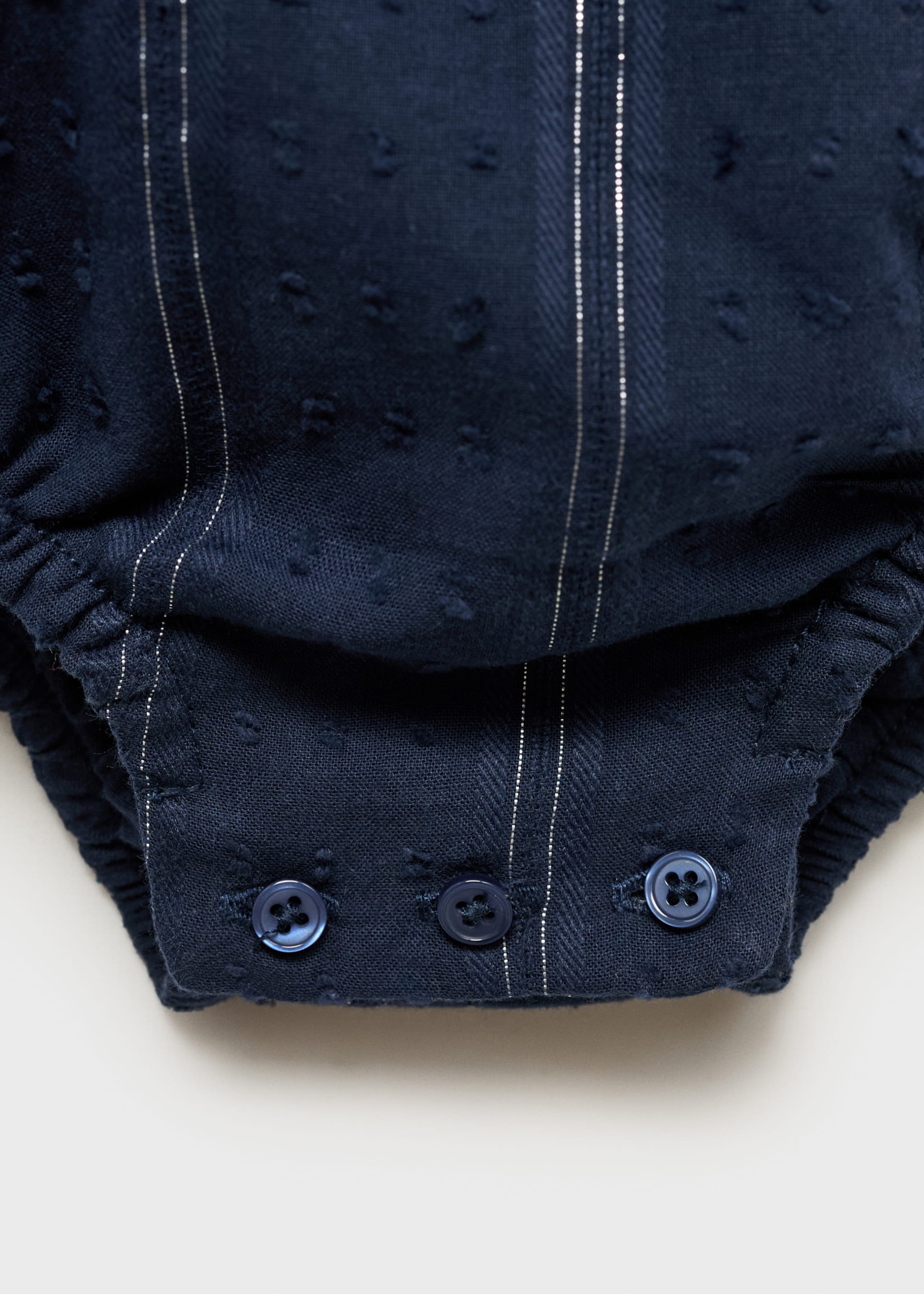 Plumeti romper with babydoll collar - Details of the article 8, Dark Navy. Ref: 77039243-00.