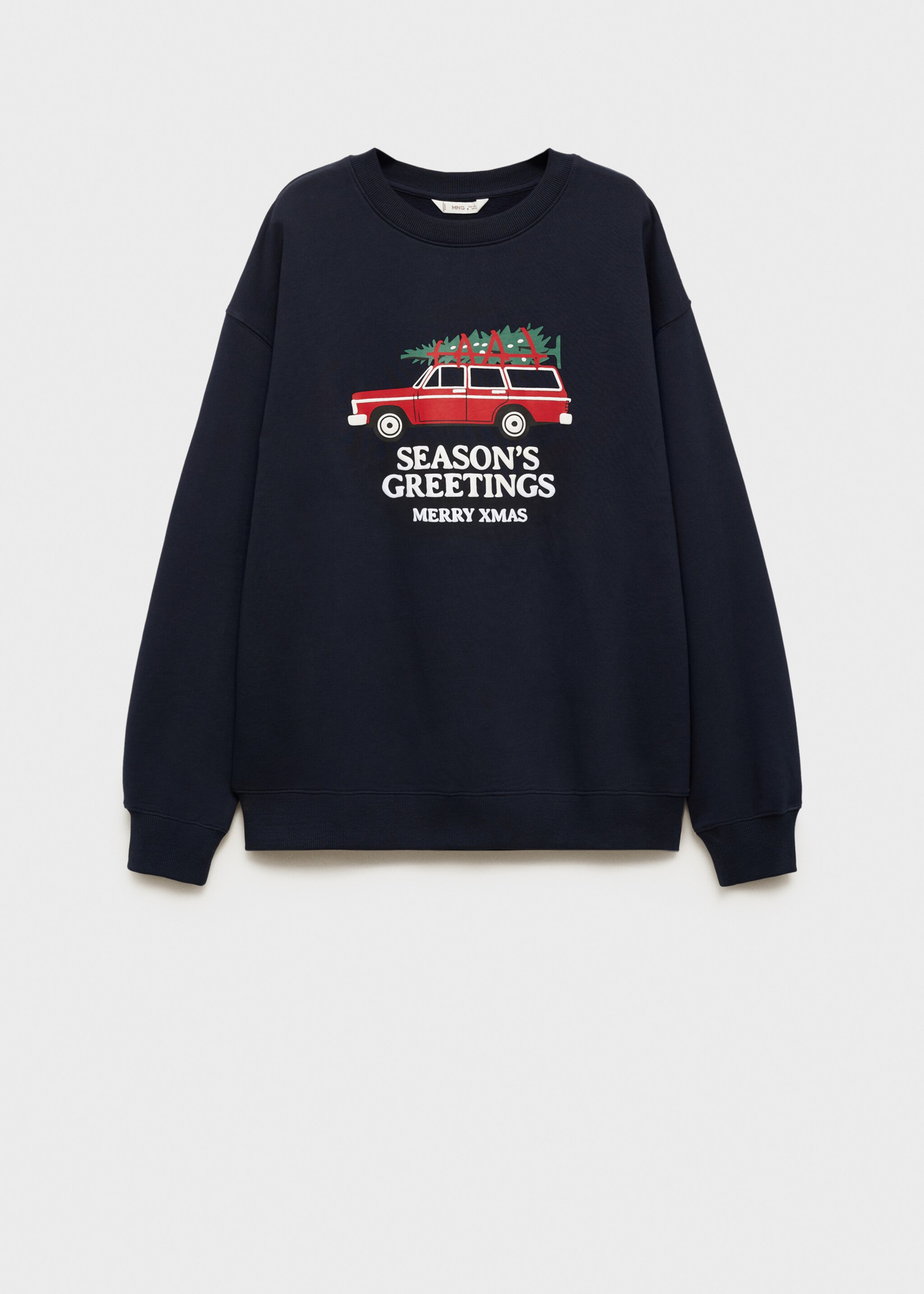 Christmas-print sweatshirt - Article without model, Dark Navy. Ref: 77039407-00.